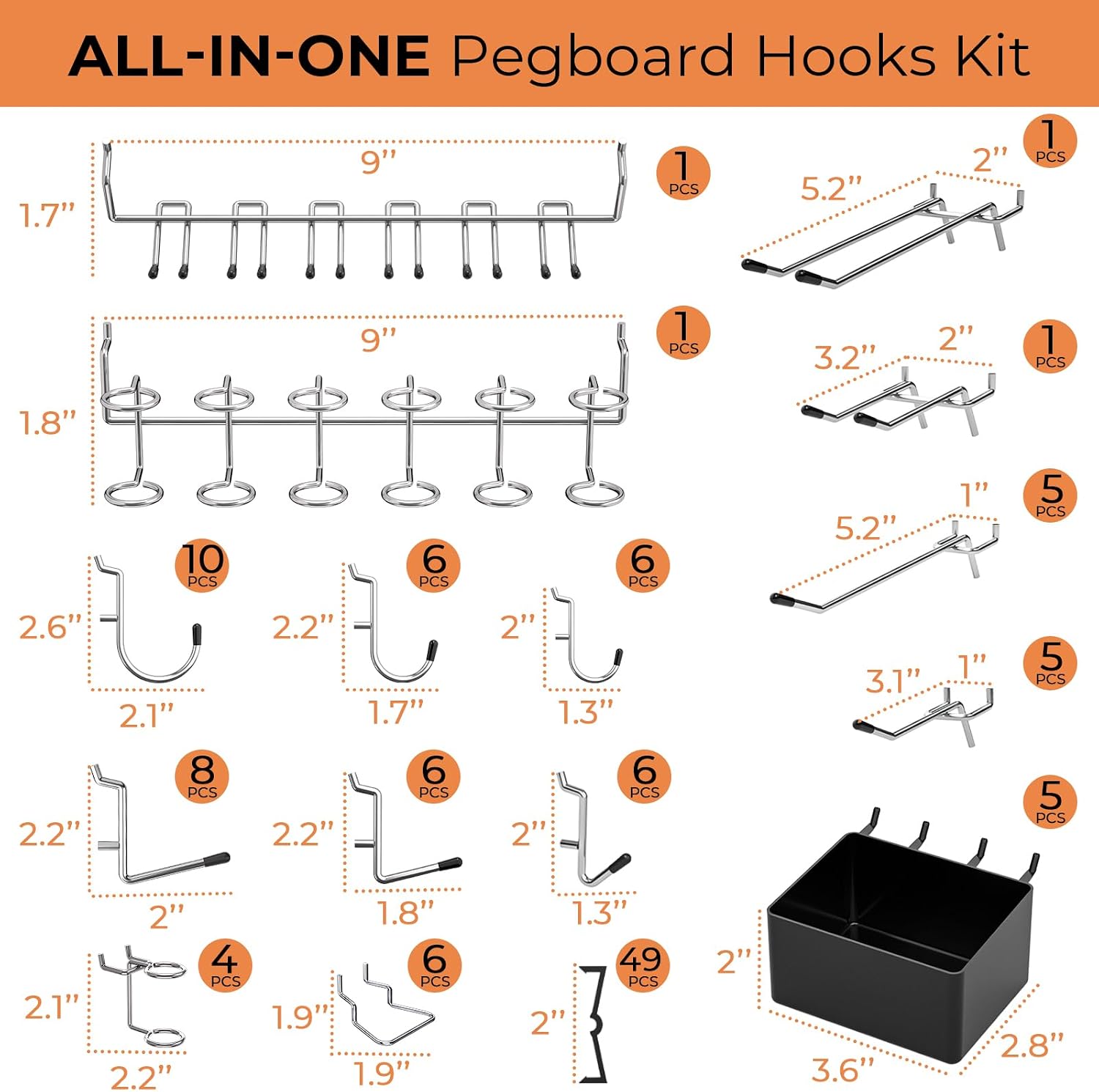 Thumbnail 3 de INCLY NC0202 Pegboard Organizer Kit, 120 Pieces with Hooks and Bins