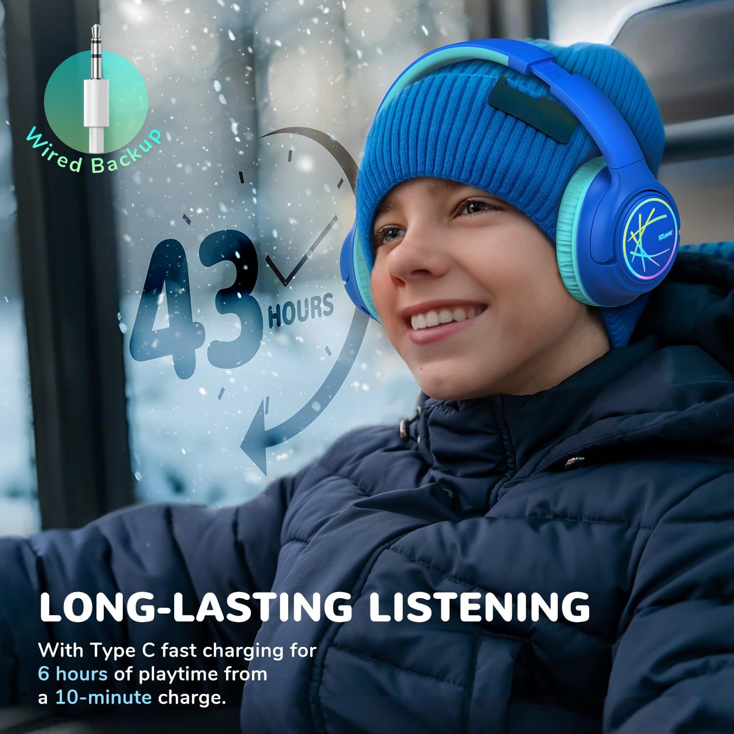 Detalle 2 de iClever BTH18 Kids headphones 43H playtime