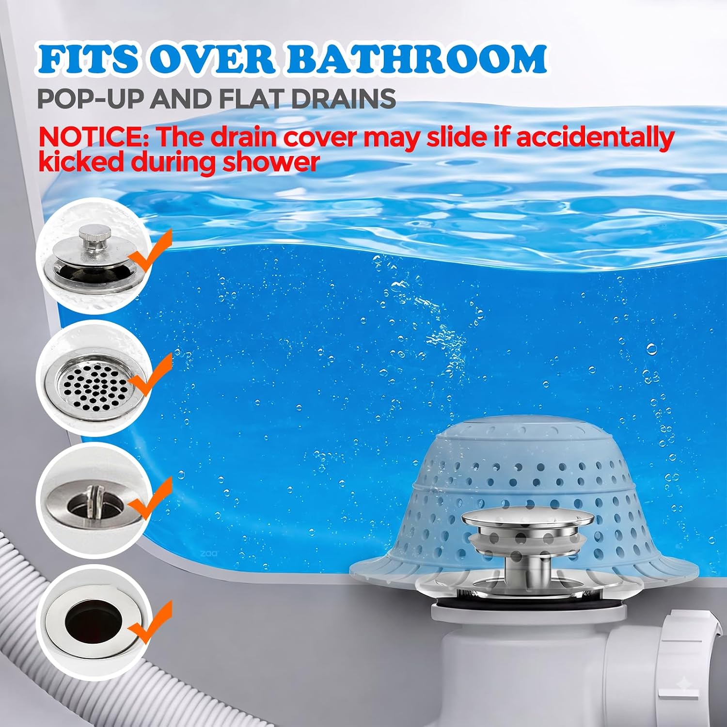 Detalle 2 de zaa DrainHairCatchers Shower Drain Hair Catcher, 2-Pack Gray Silicone