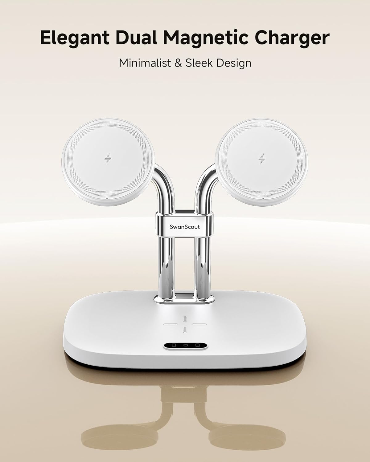 Thumbnail 5 de SwanScout Dual Magnetic Charger 706M (White): 3-in-1 Magnetic Wireless Charger for iPhone 12–17 and AirPods Pro