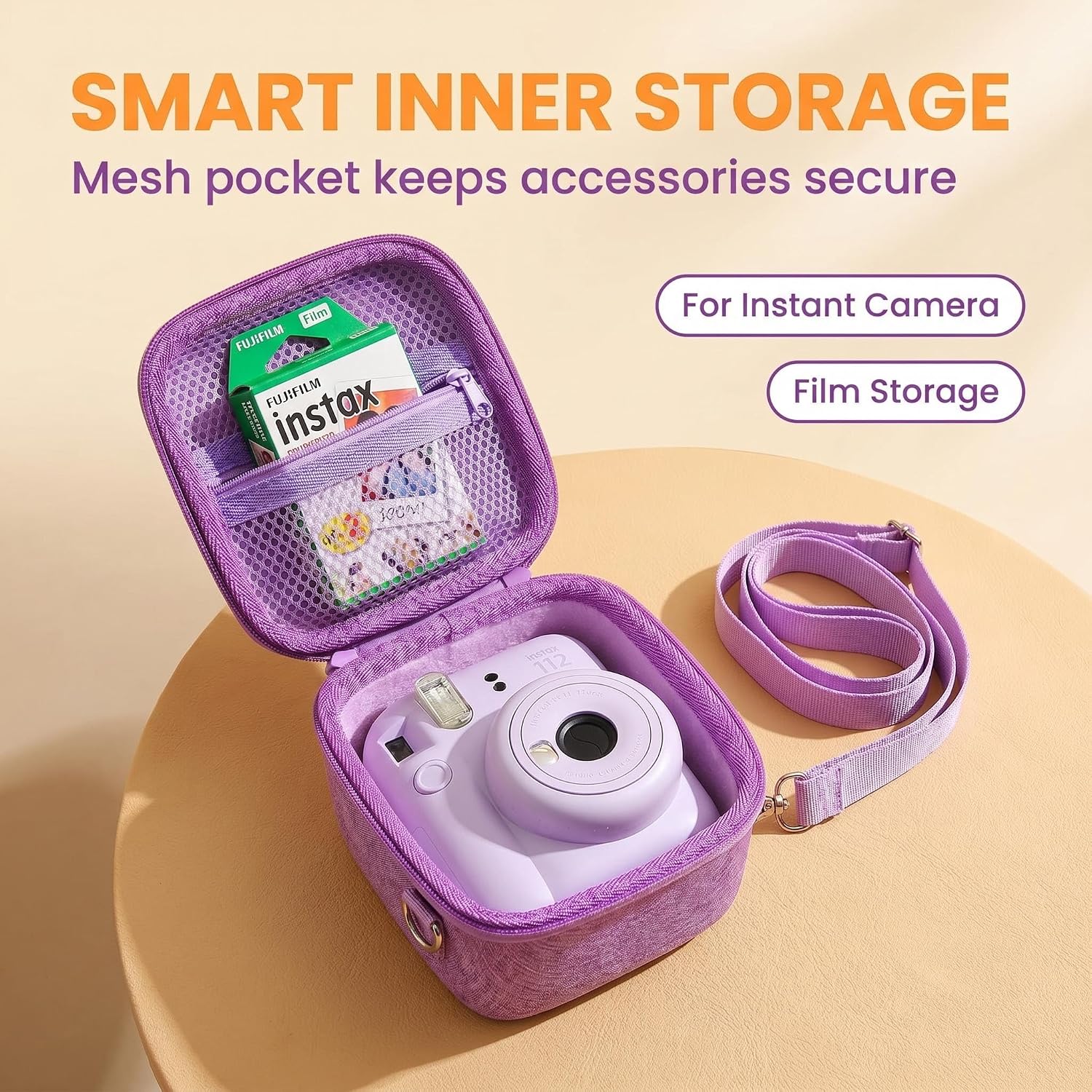 Detalle de XANAD Mini Camera Case for Fujifilm Instax Mini (13/12/11/40/41/EVO) in Purple
