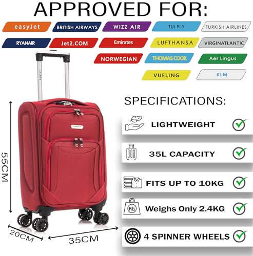 Thumbnail 1 de FLYMAX Cabin Carry-On Flight Bag – 55x35x20 Lightweight 4-Wheel Luggage with TSA Lock