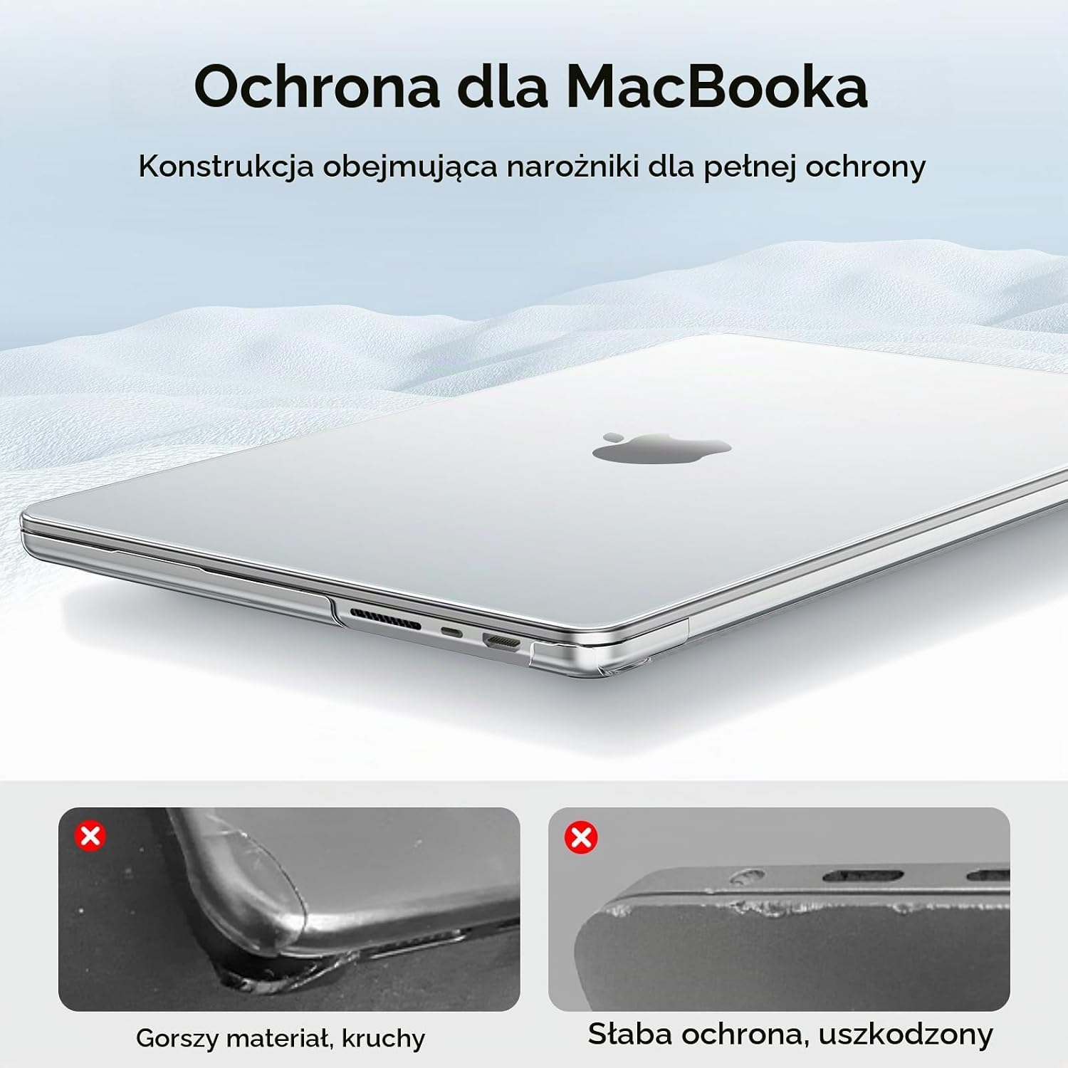 Detalle de EooCoo etui do MacBooka Pro 14″ M1–M5, przezroczyste, z poliwęglanu