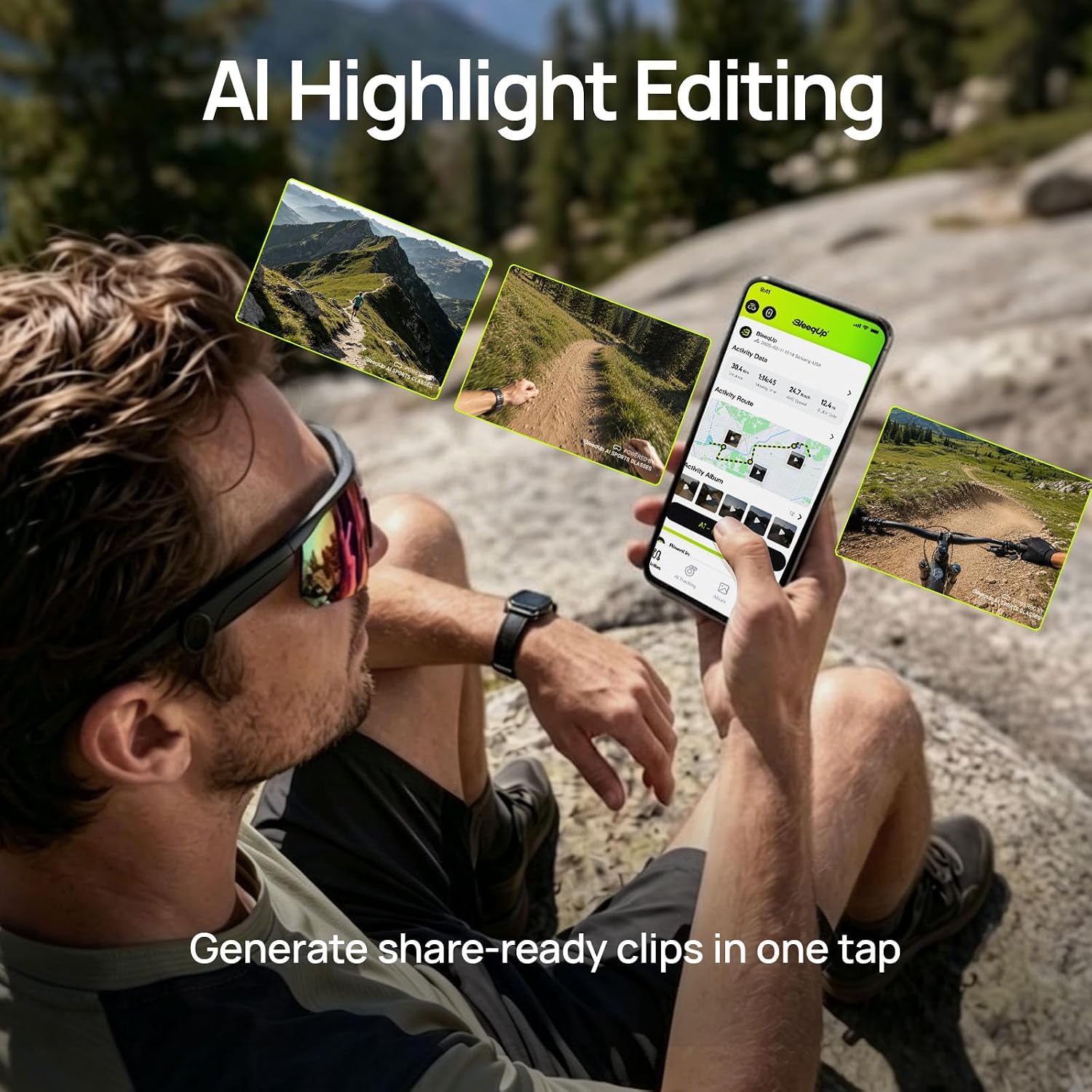 Thumbnail 5 de BleeqUp Ranger 2026 5-in-1 Smart Glasses — 16MP EIS Camera, Open-Ear Audio, 3K Video for Outdoor Adventures