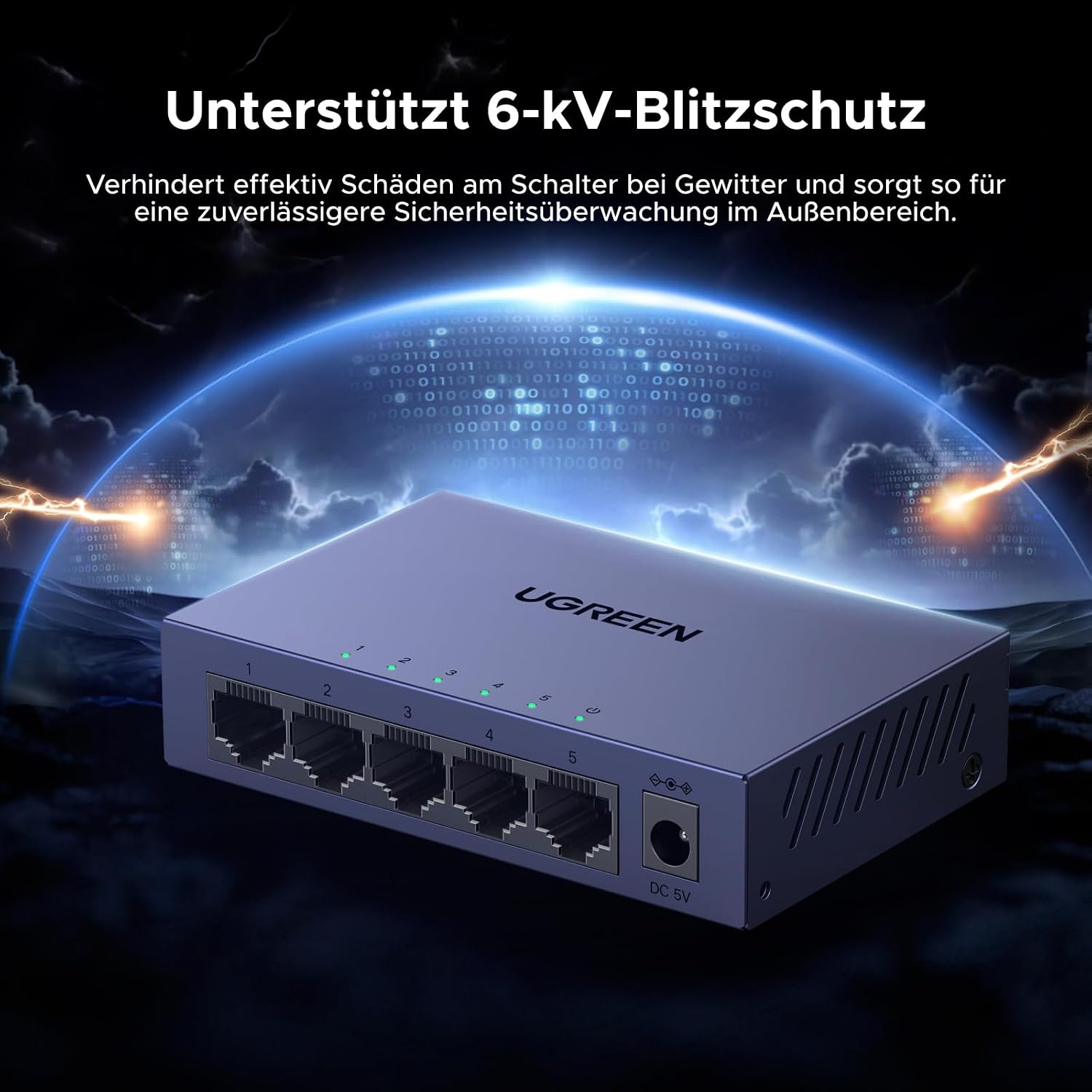Detalle 2 de UGREEN 5 Port Gigabit Switch đź–§