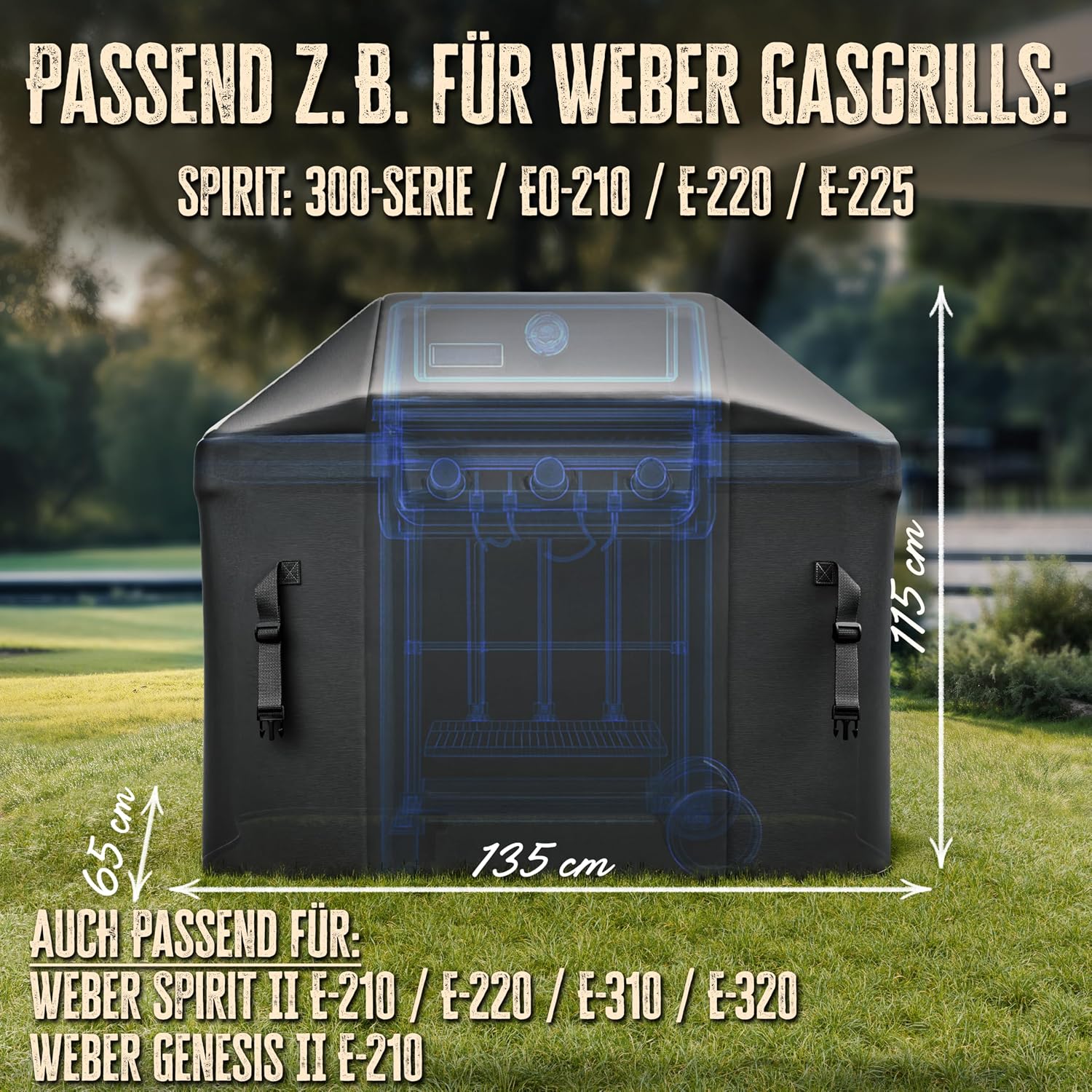 Detalle 2 de AMZBBQ Grillabdeckung 135 x 115 x 65 cm