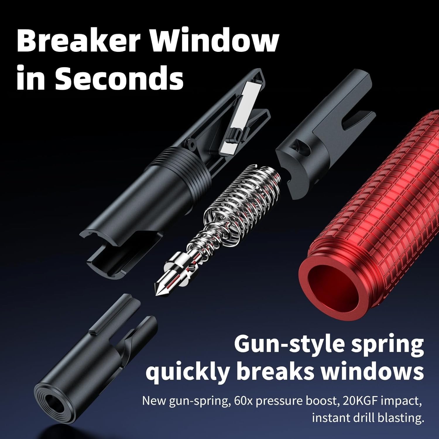 Thumbnail 6 de 3 Pcs 2-in-1 Tungsten Steel Emergency Car Hammer – Quick Window Breaker & Seat Belt Cutter