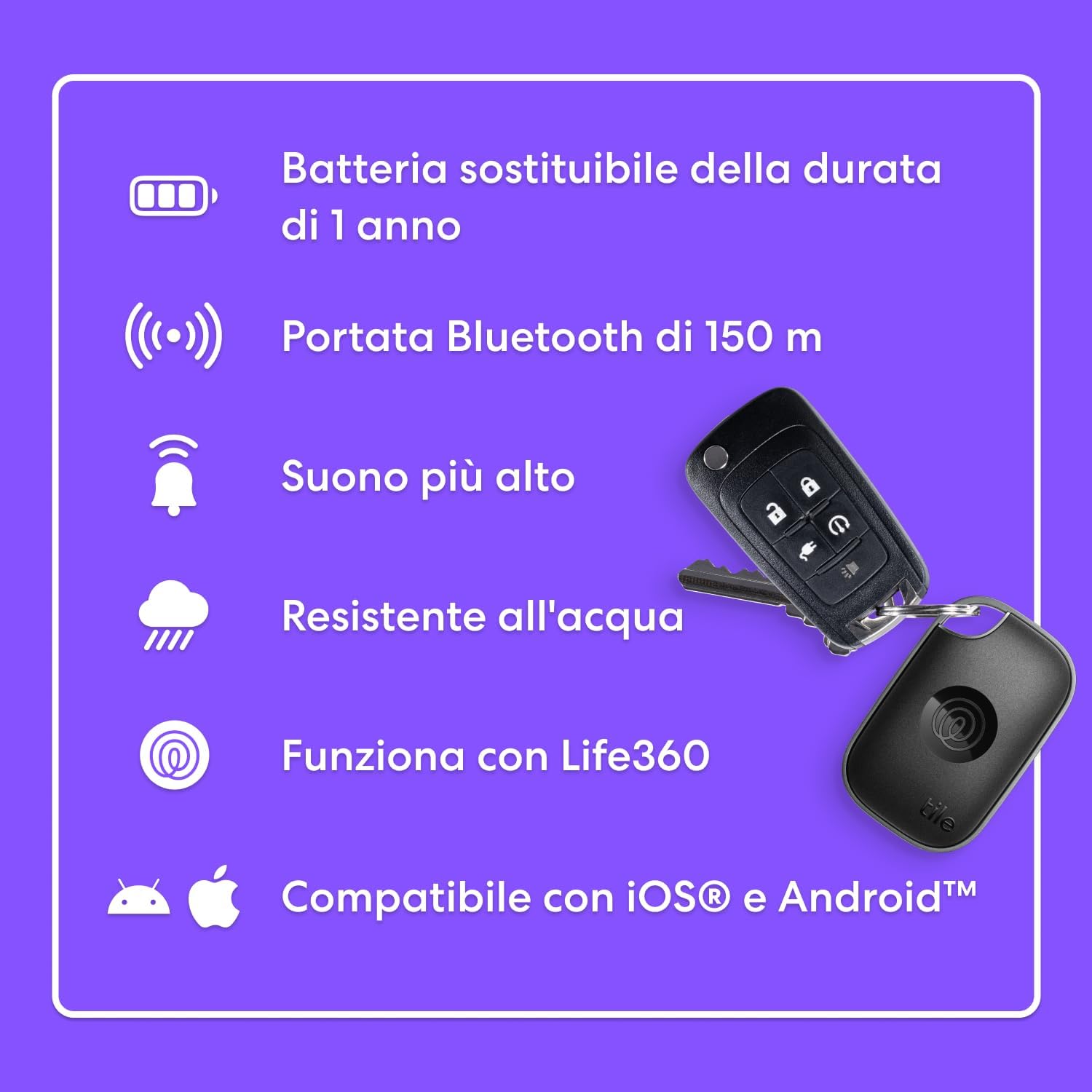 Thumbnail 6 de Tile by Life360 Pro - Localizzatore Bluetooth per chiavi, borse e oggetti, con SOS e integrazione Life360
