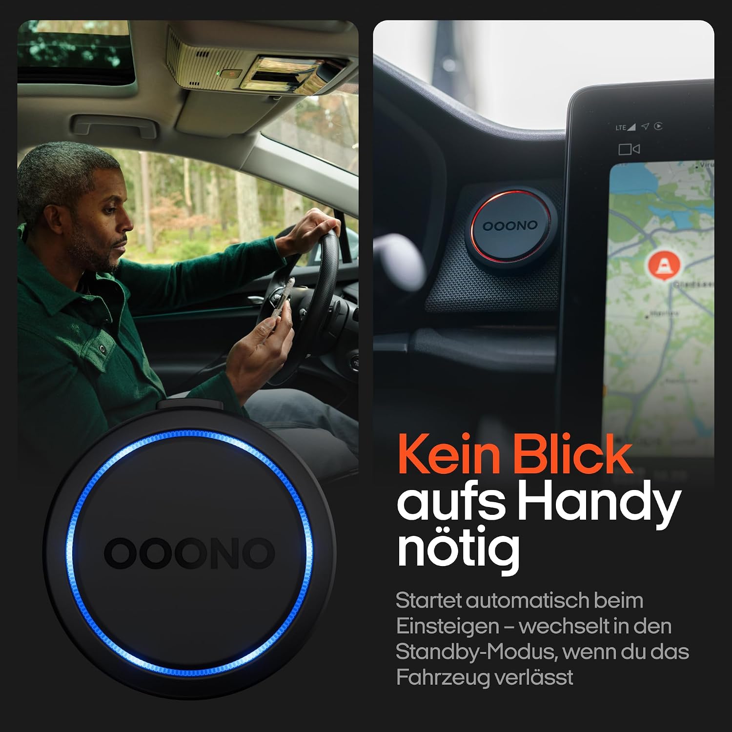 Detalle de OOONO Co-Driver NO2 Schwarz – Optimierter Co-Driver fürs Auto