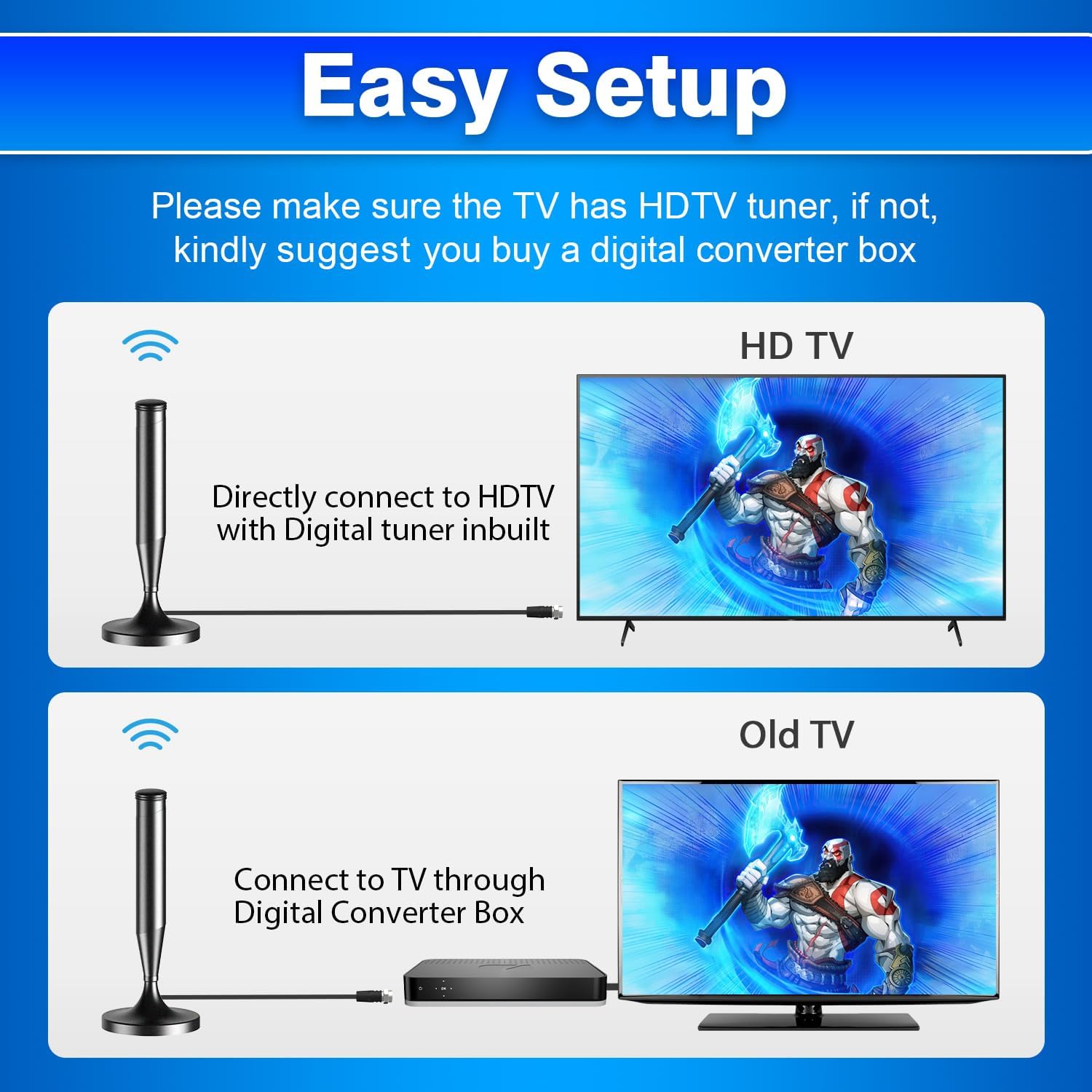 Detalle de Indoor TV Aerial for Freeview & Freeview HD – 360° reception with magnetic base and 5m cable