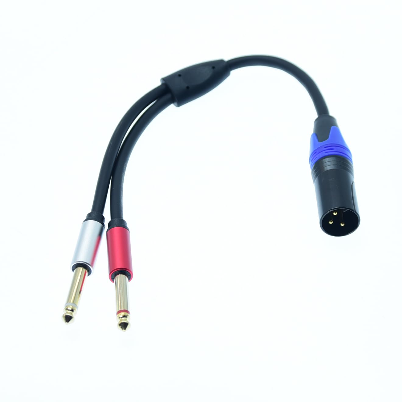 Arklove 3-Pin XLR Male to Dual 1/4-Inch TS Y-Splitter Cable, 1 ft
