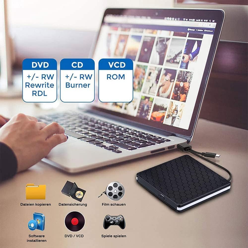 Detalle de Amicool External DVD Drive USB‑C Brenner