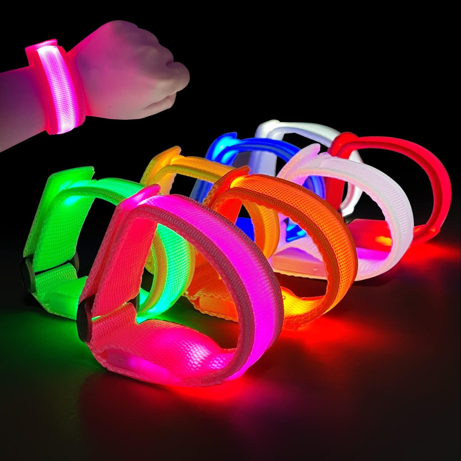 Detalle de M.best 8 Stück LED Light Up Armbänder – Glühen im Dunkeln, Vielseitige Party-Accessoires
