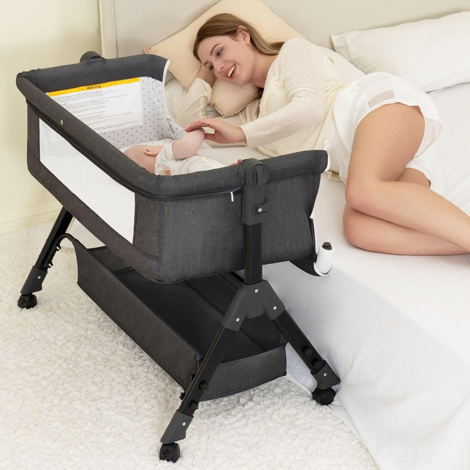 Baby Bassinet 3-in-1 Bedside Sleeper with Wheels 👶