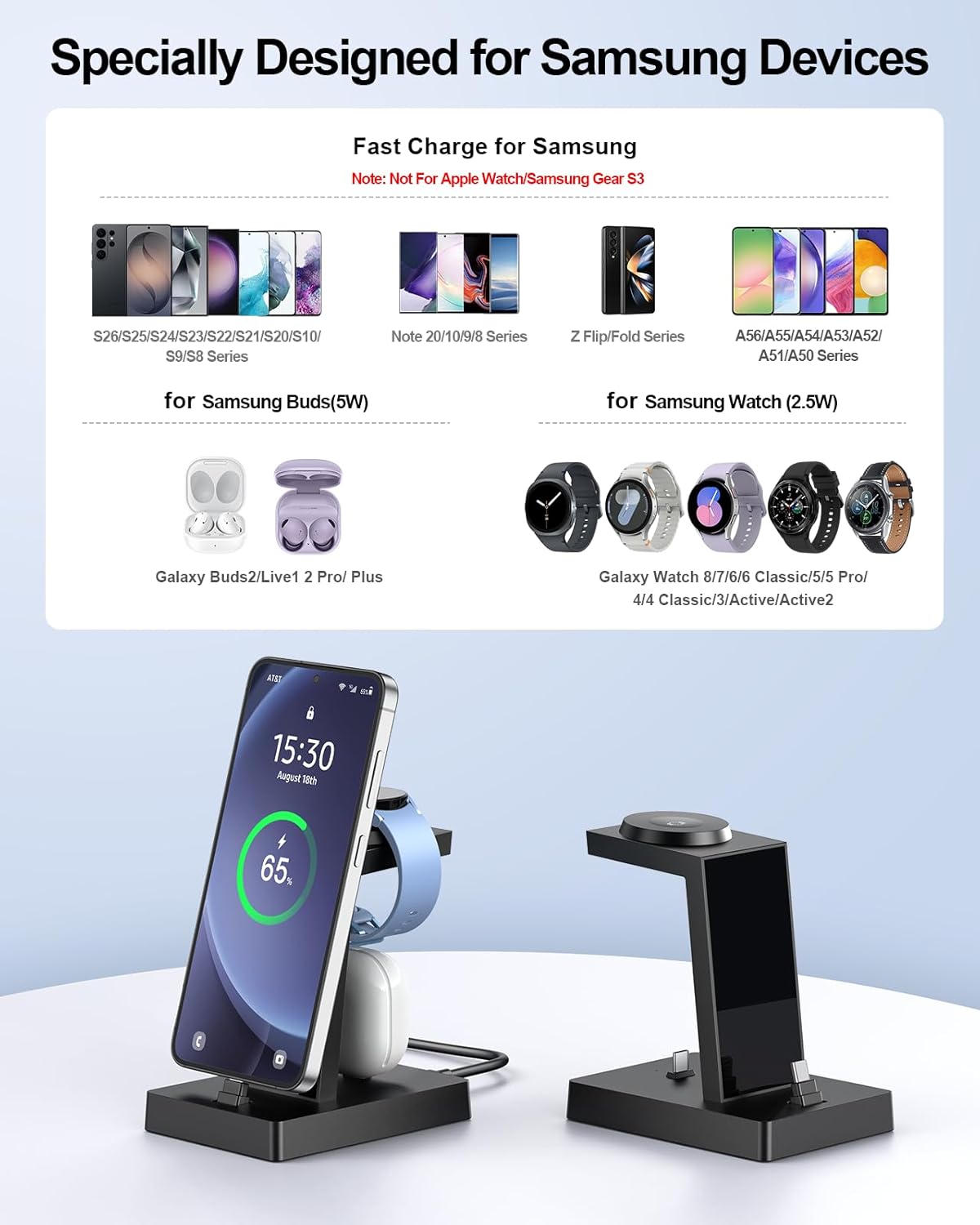Detalle de NANAMI 30W USB-C 3-in-1 Schnellladestation – Ladezentrum für Galaxy Watch, Galaxy-S-Serie und USB-C Kopfhörer