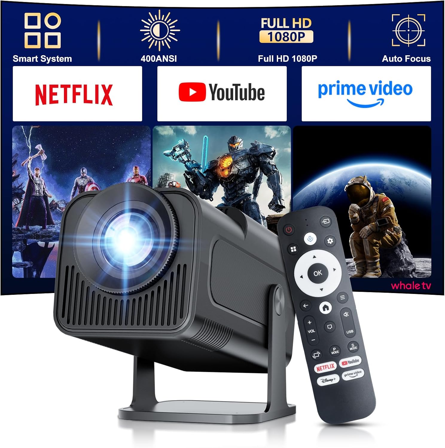 Thumbnail 6 de Salange Beamer (Netflix kompatibel, Android 13, WiFi & Bluetooth 5.2) mit elektronischem Fokus und Auto-Korrektur