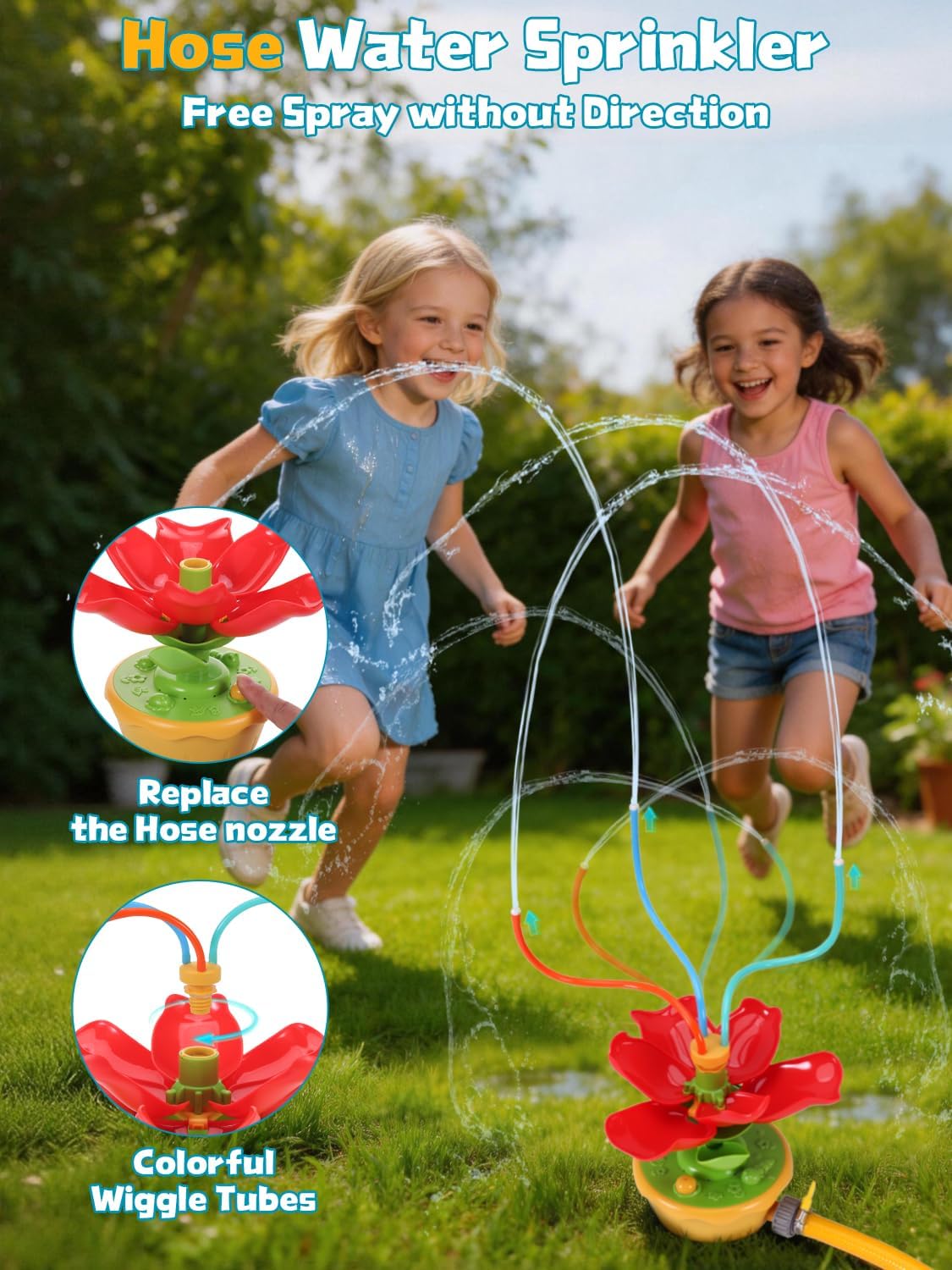 Detalle de Giochi da Giardino per Bambini Fiore Spruzzini: Irrigatore a 3 Modalità e Tubi Flessibili