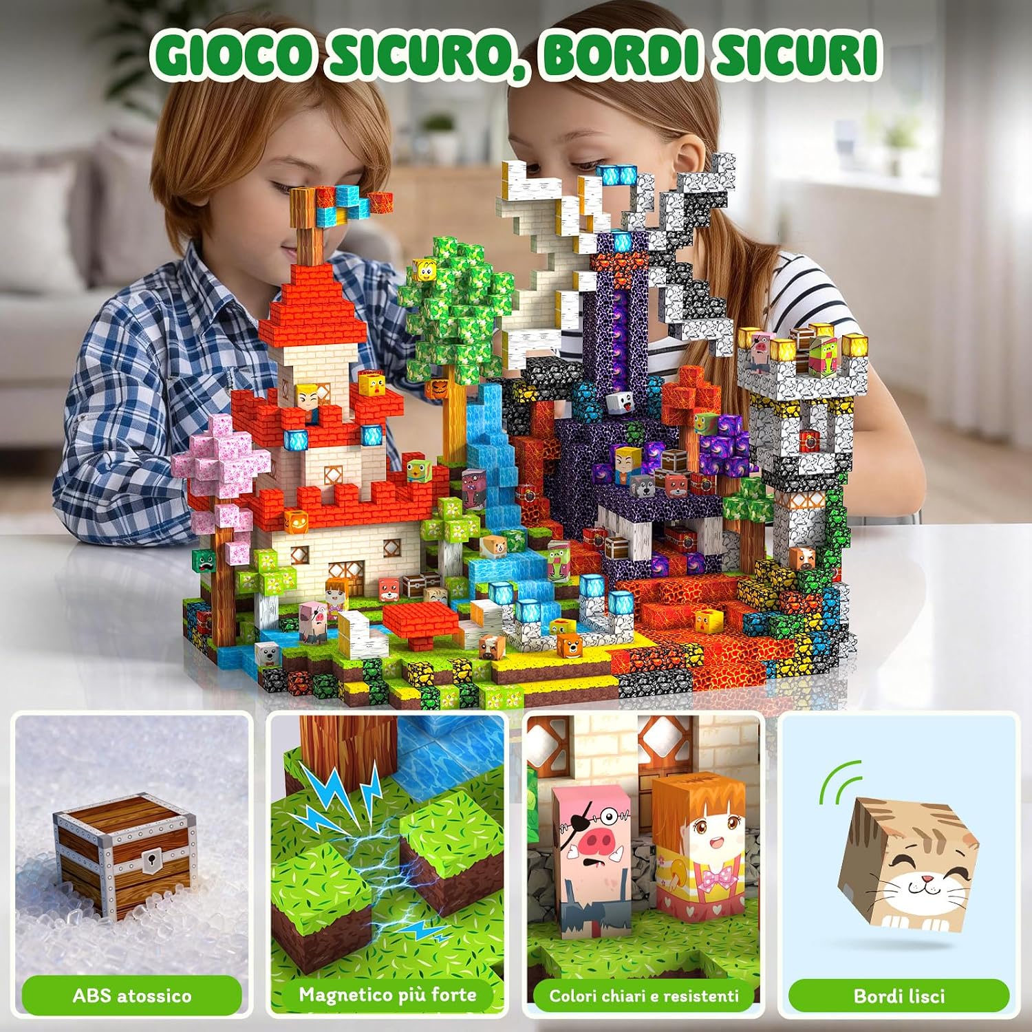 Detalle 2 de Crifeton Costruzioni Magnetiche per Bambini 330Pezzi 2 cm – Giochi Cubi Magnetici Montessori per 3+
