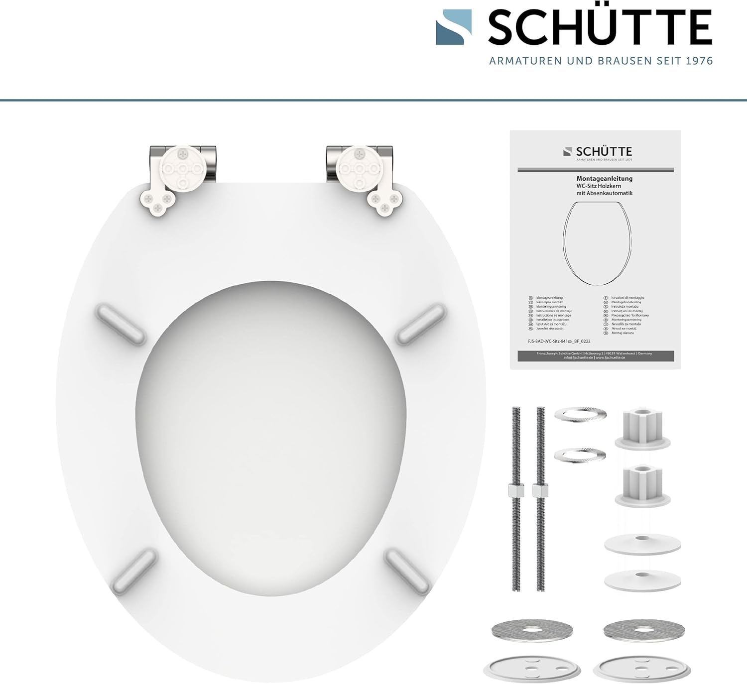 Thumbnail 5 de SCHÜTTE WC-Sitz mit Absenkautomatik aus Holz – Weiß, 37,5 × 45 × 5,5 cm, belastbar bis 175 kg
