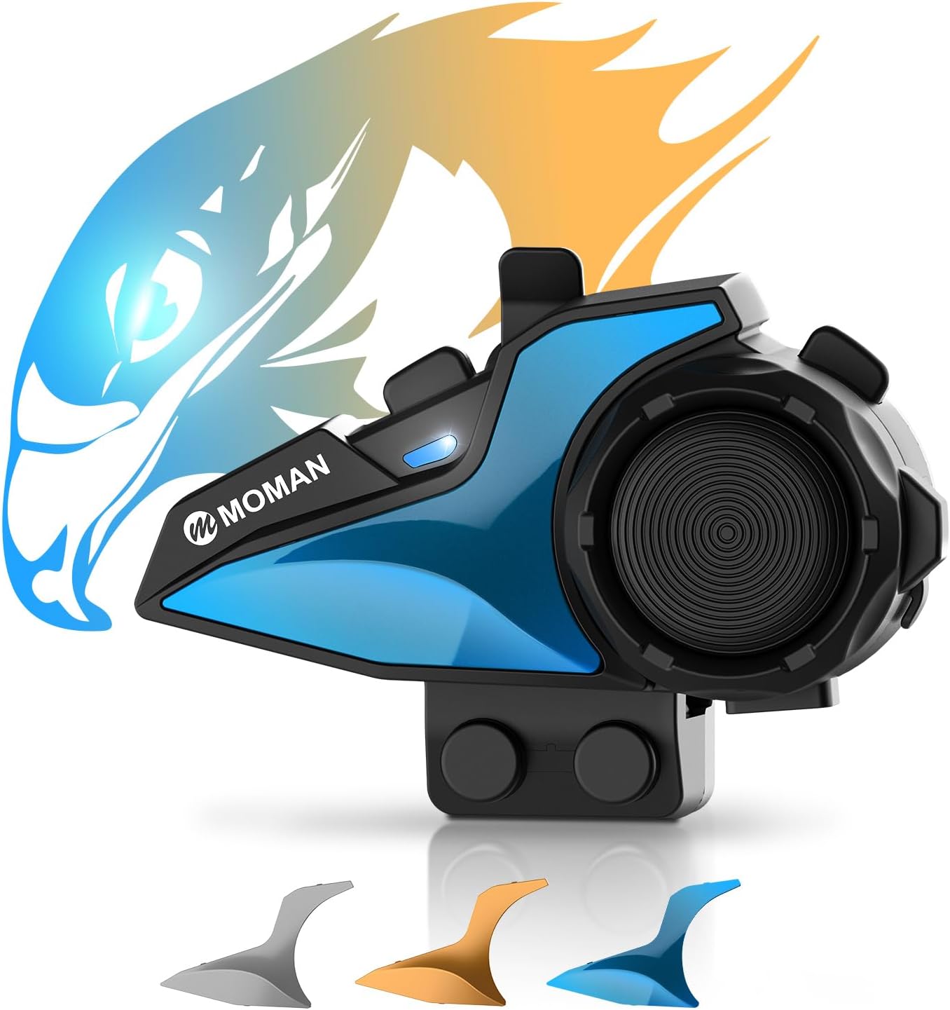 Detalle de Moman H2E 2-Way Motorcycle Headset — Eagle-Style Intercom with 1,000m Range