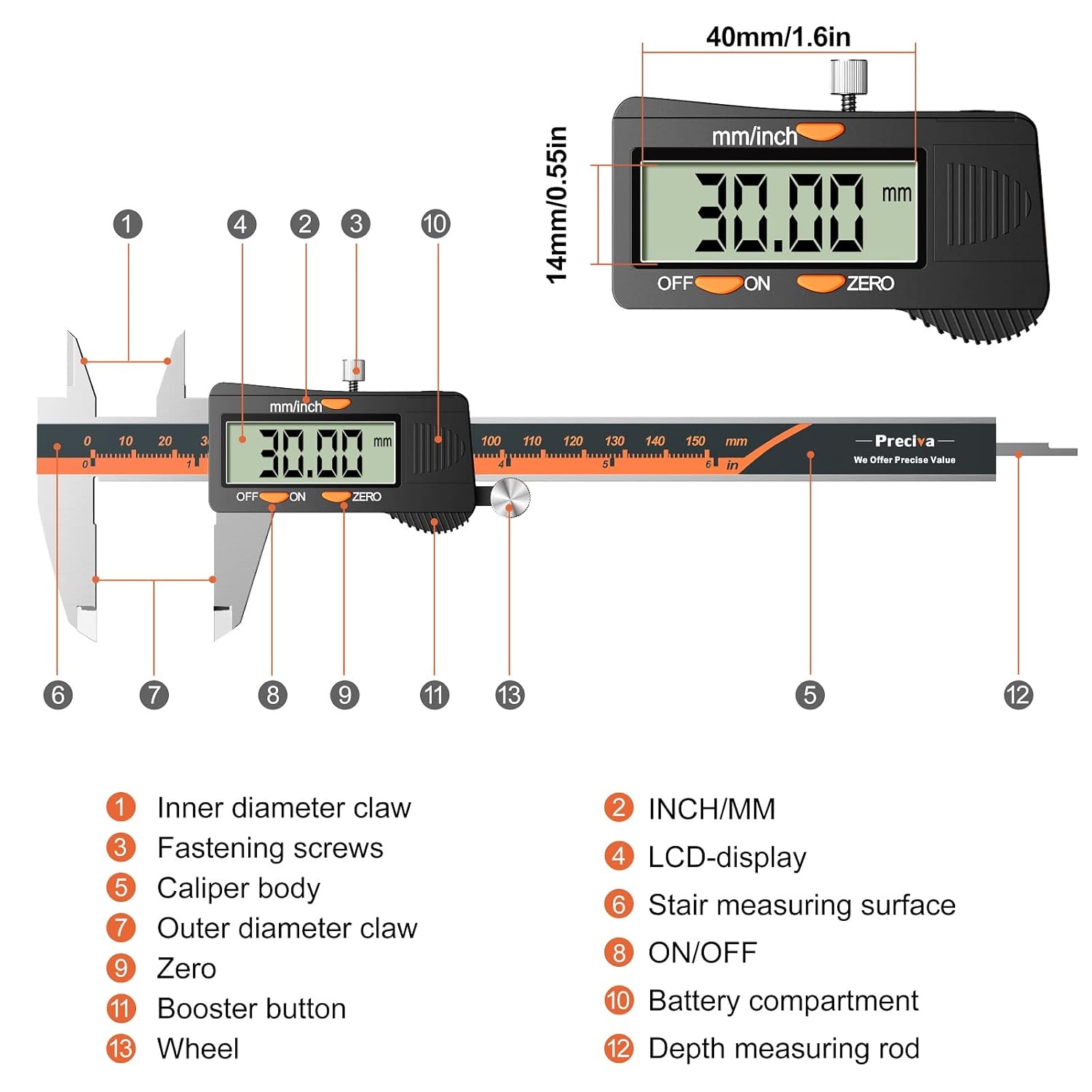 Thumbnail 5 de Preciva 150mm digital vernier caliper