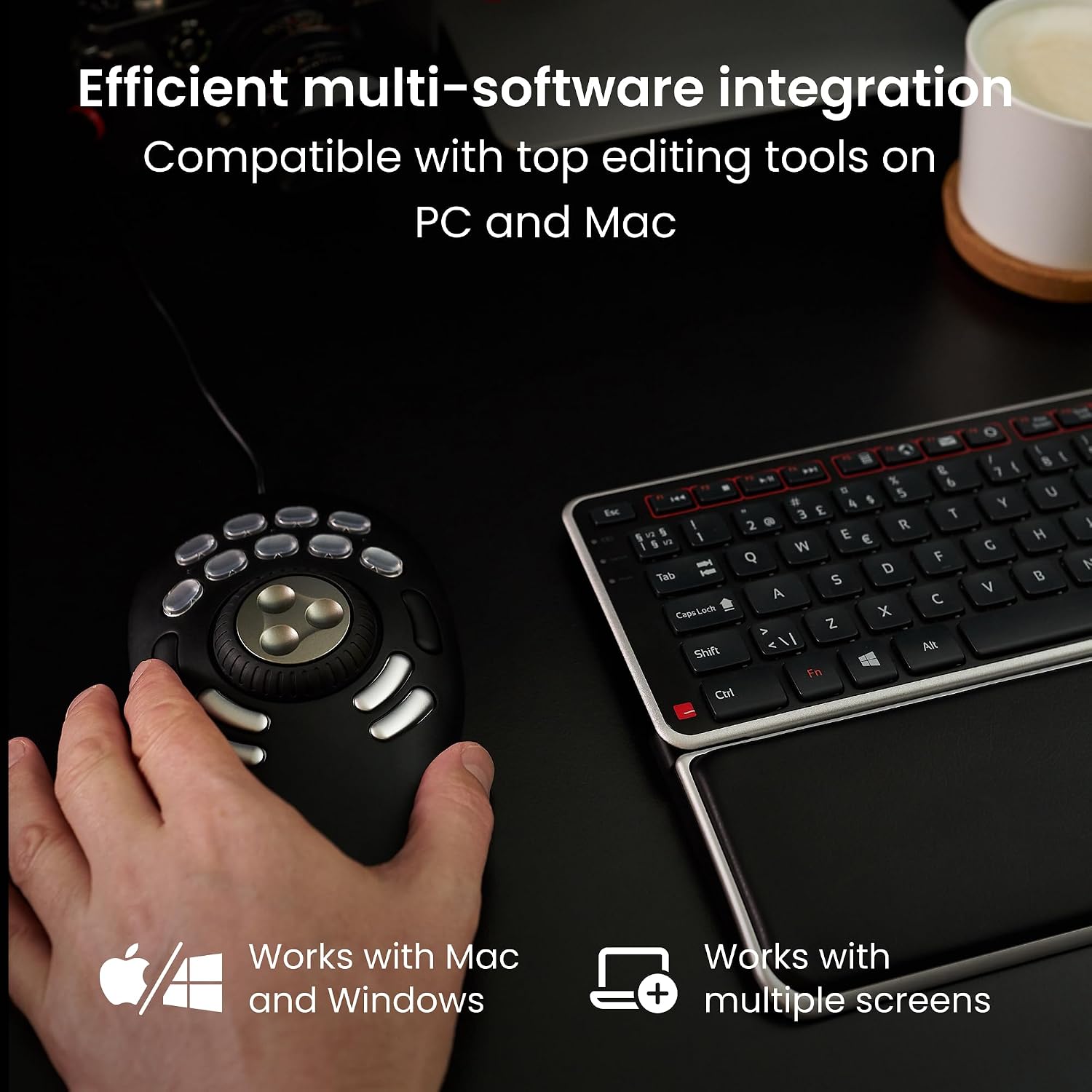 Detalle 2 de Contour ShuttlePRO v2 Controller multimediale con jog wheel e 15 pulsanti programmabili per Mac e PC (Nero)