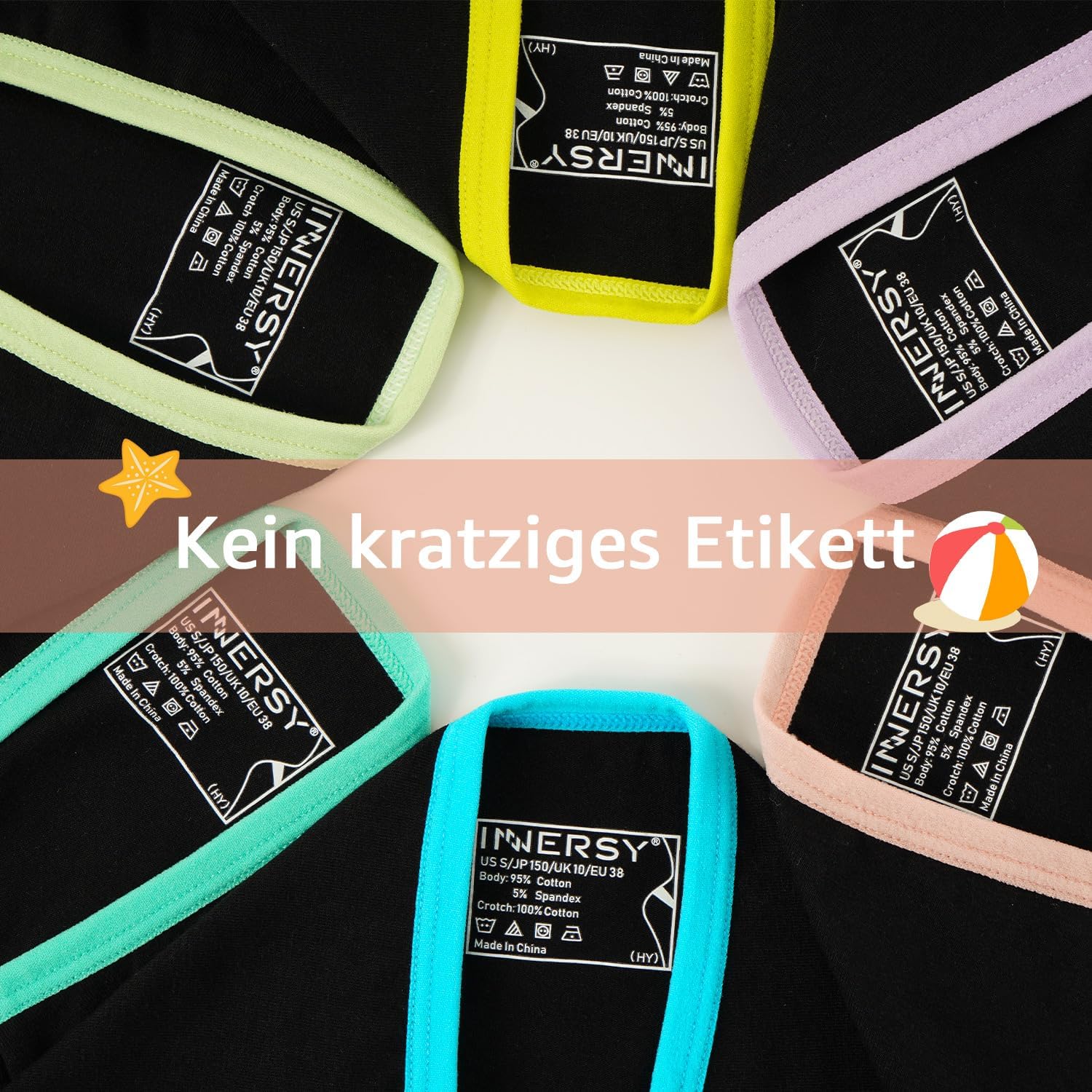 Detalle 2 de INNERSY Mädchen Unterhosen aus Baumwolle (8–16 Jahre) – 6er Pack bequeme Slips ohne Etiketten