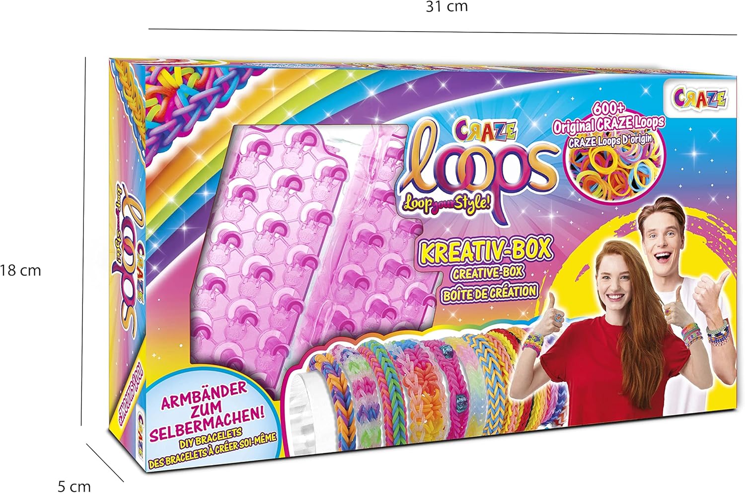 Thumbnail 5 de CRAZE loops CRAZE LOOPS Loom Bänder Kreativ Box (600 Silikon-Gummibänder) zum Basteln von Schmuck