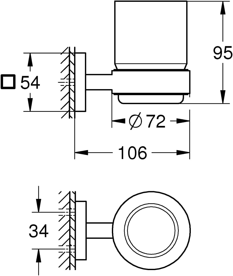 Thumbnail 2 de GROHE Start Cube Verre en Cristal avec Support pour Salle de Bain – Fixations cachées, chromé (41097000)