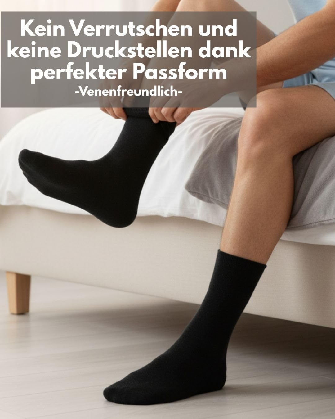 Detalle de Diabetikersocken ohne Gummi & Naht – 97% Baumwolle, 6 Paar, Komfortbund