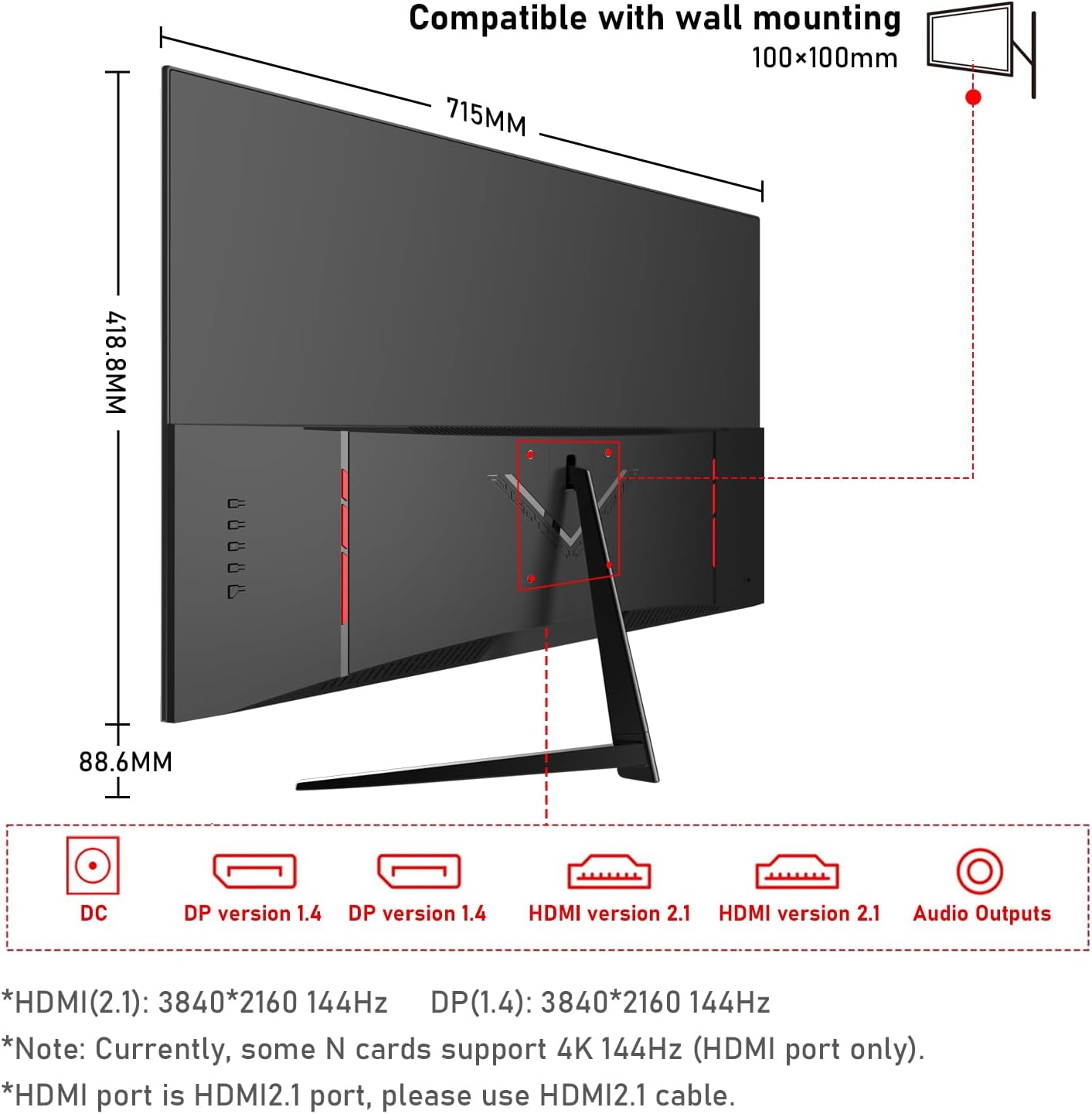 Thumbnail 5 de Gawfolk 32-inch 4K UHD Gaming Monitor (144Hz, 1ms, Adaptive Sync) with 100% sRGB, HDMI 2.1 & DisplayPort