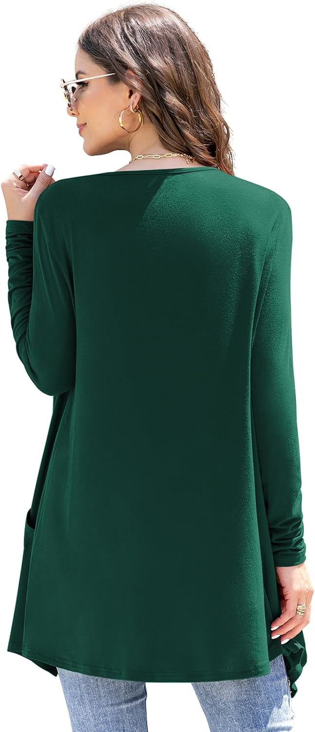Detalle 1 de Veryoung Black Women's Lightweight Cardigan with Pockets and High-Low Hem