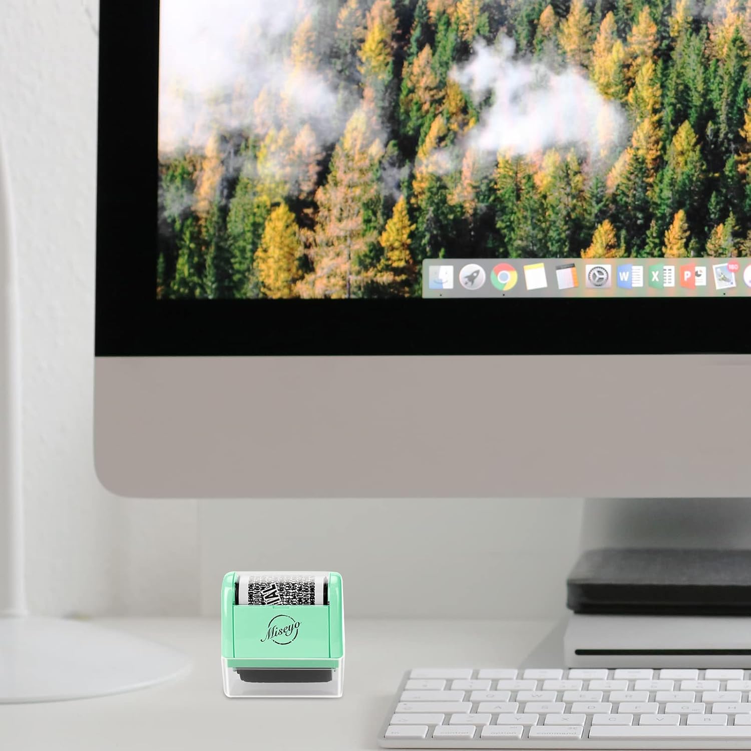 Thumbnail 1 de Miseyo Identity Theft Protection Roller Stamp Set (Mint Green) with 6 Refill Ink