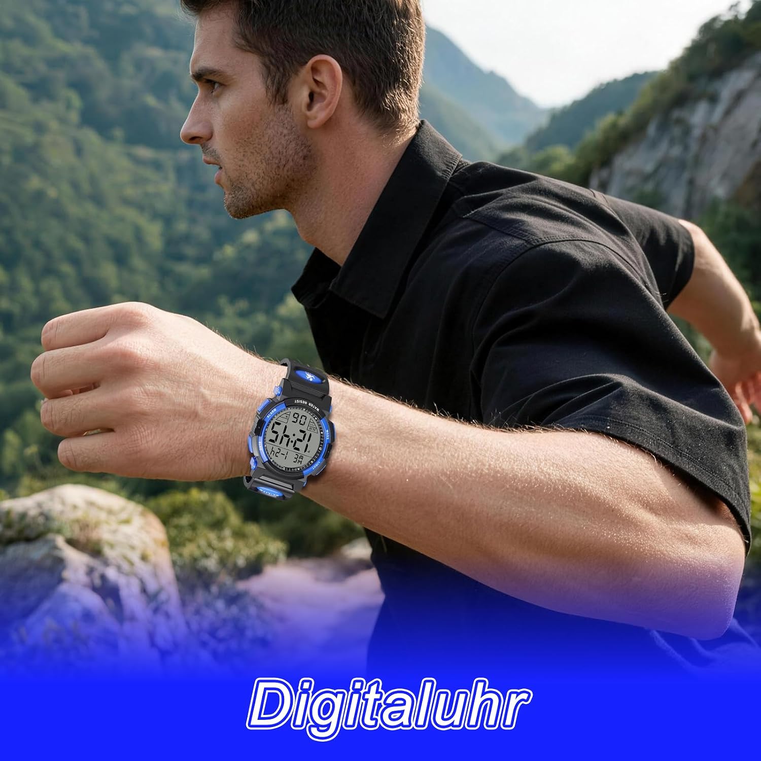 Detalle 2 de GUUMUXIN Digital Herren Sportuhr mit LED-Licht, Wecker, Stoppuhr – 30 m wasserdicht