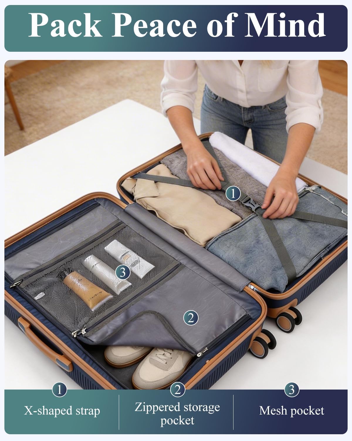 Thumbnail 6 de British Traveller 24" Medium Lightweight Polypropylene Suitcase with TSA Lock and 4 Wheels