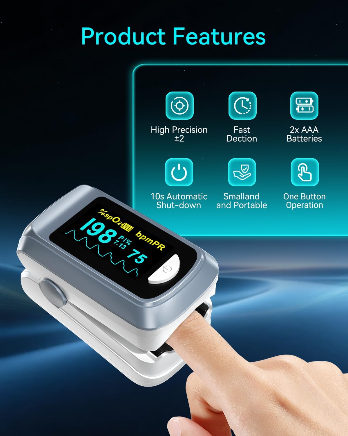Thumbnail 4 de Fingertip Pulse Oximeter with OLED Screen 📉