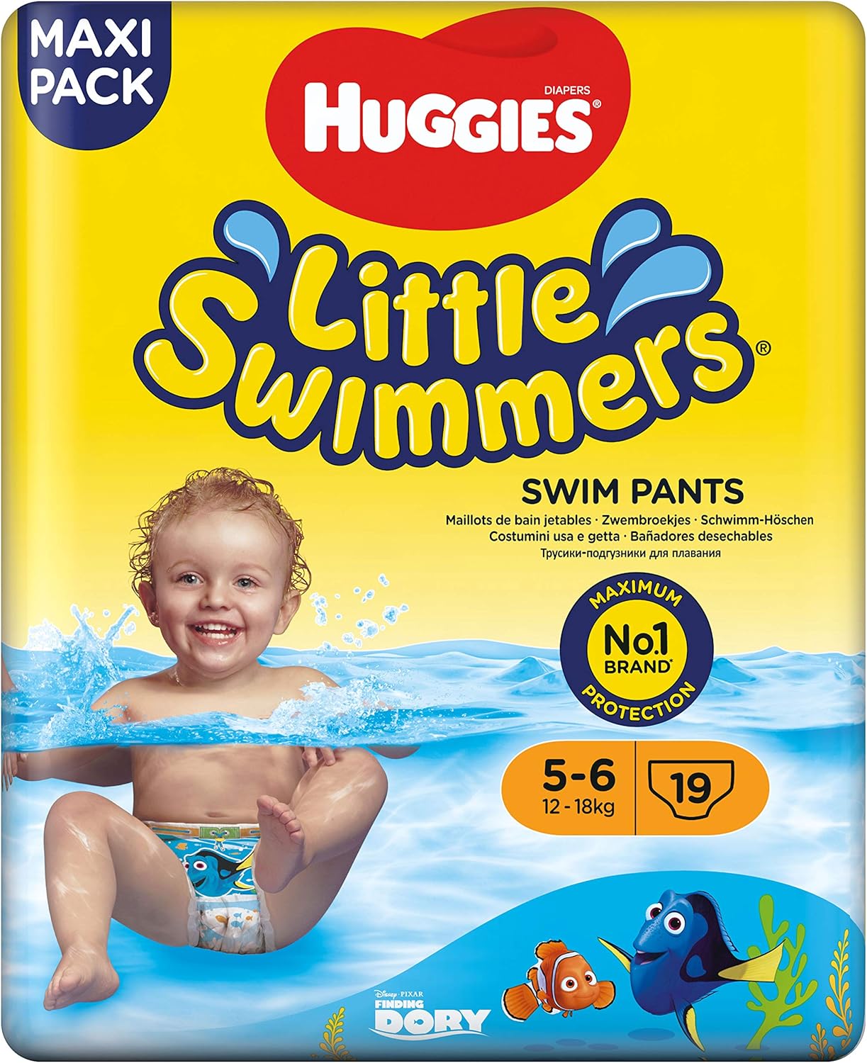 Detalle de HUGGIES Little Swimmers Couches Taille 5-6 (12-18 kg) – Paquet de 19