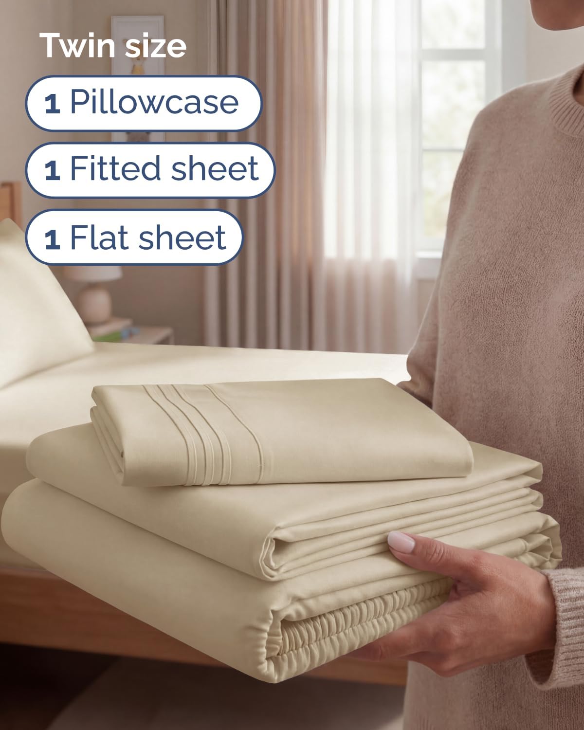 Thumbnail 2 de CGK Unlimited 3-Piece Microfiber Sheet Set (Twin/Single) with Deep Pockets