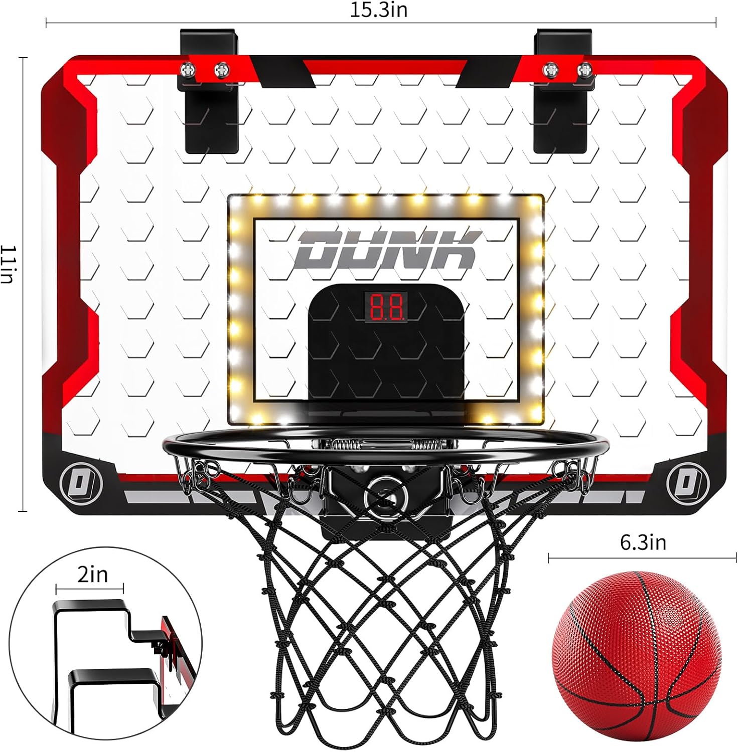 Detalle 2 de TEMI mini basketball hoop indoor, 4 balls