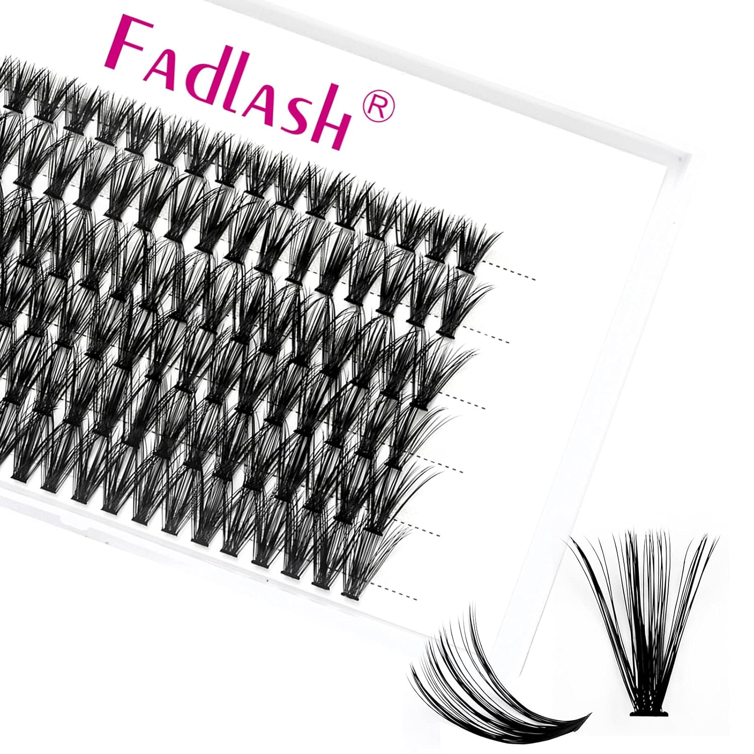 Fadlash Cluster Wimpern (40 Wurzel) D Curl 0,07 mm – 12 mm, mittlere Länge, 120 pcs für DIY