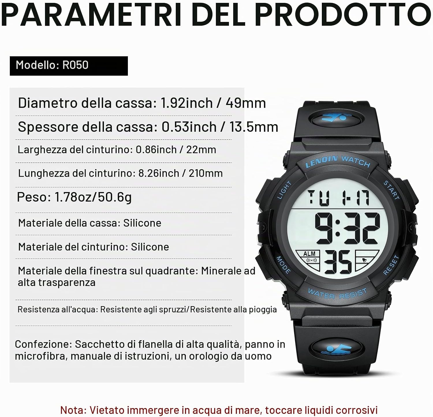 Thumbnail 6 de LN LENQIN Orologio Uomo Digitali Sportivo Impermeabile: pratico, resistente e versatile