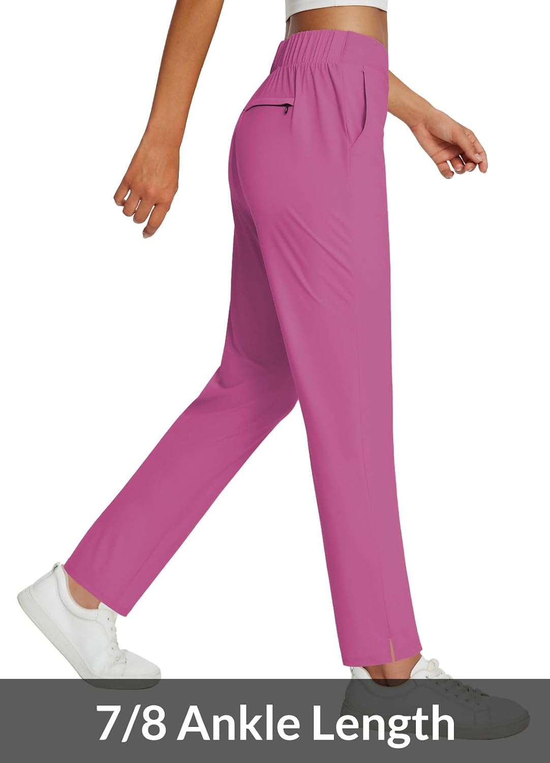 Detalle 2 de baleaf Women's Travel Pants, Lightweight Stretch 7/8 Ankle-Length with Zip Pockets