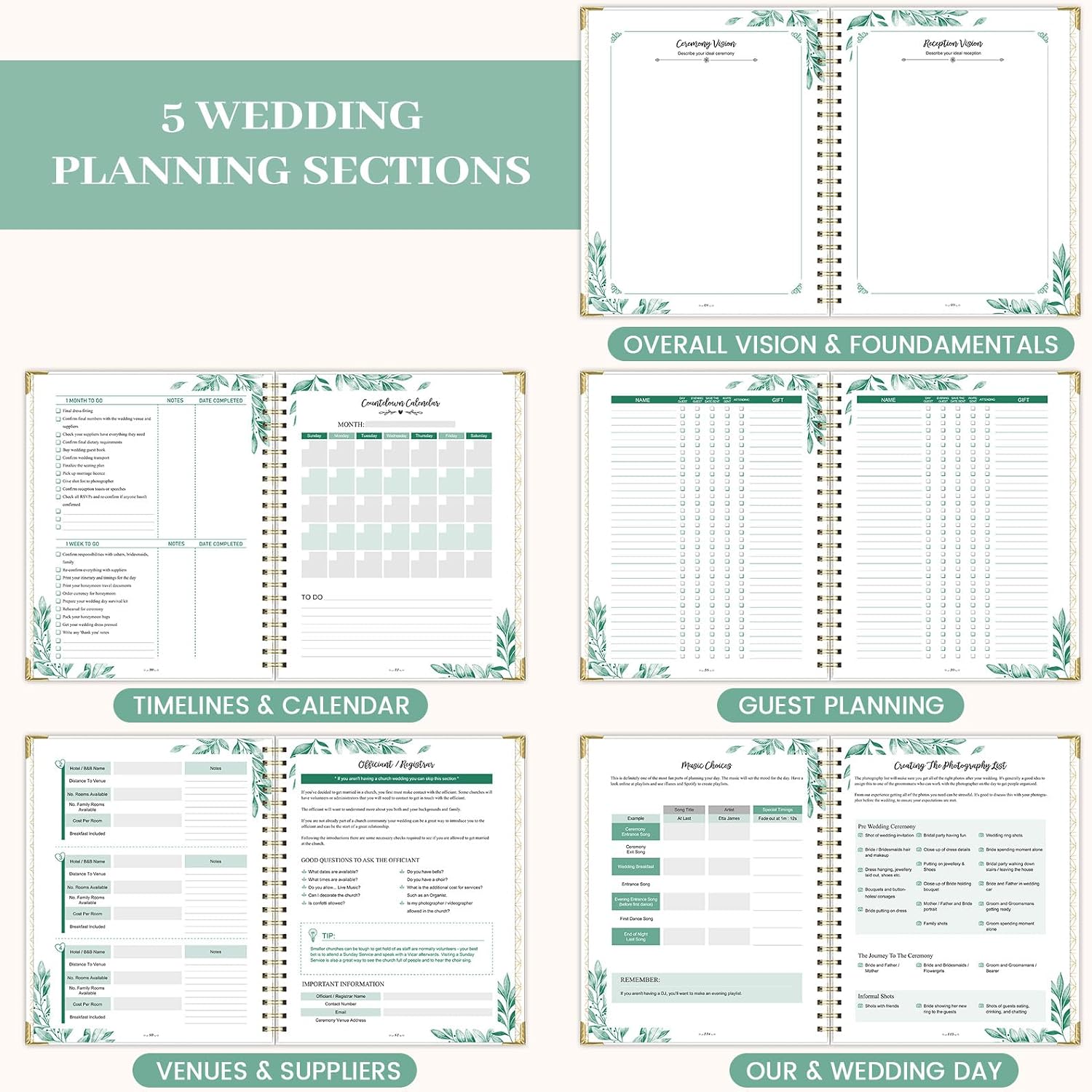 Thumbnail 2 de Wedding Planner: 5-Section Hardcover Bride’s Organizer, 9" x 11.9", Beige