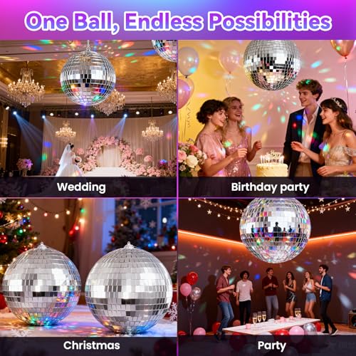 Detalle de Youdepot 10 cm Disco Ball 2 Pack – Silver Hanging Mirror Balls for Parties