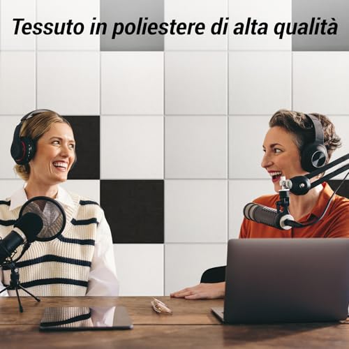 Detalle de TONOR Set Di Pannelli Acustici Adesivi 18 Pannelli 30 x 30 cm per Pareti e Soffitti