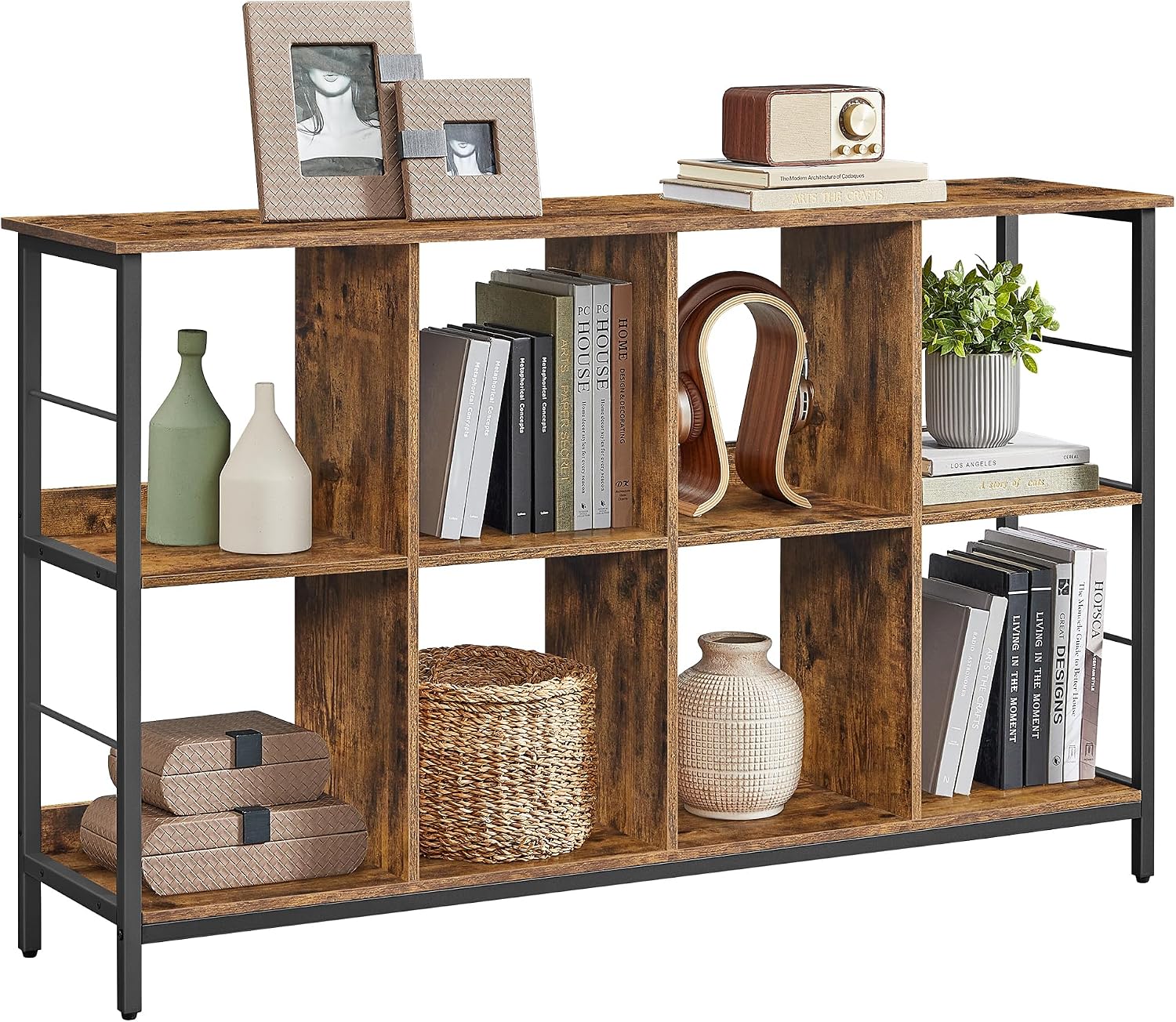 Detalle de VASAGLE LLS128K01 8-Cube Bookcase in Rustic Brown and Black
