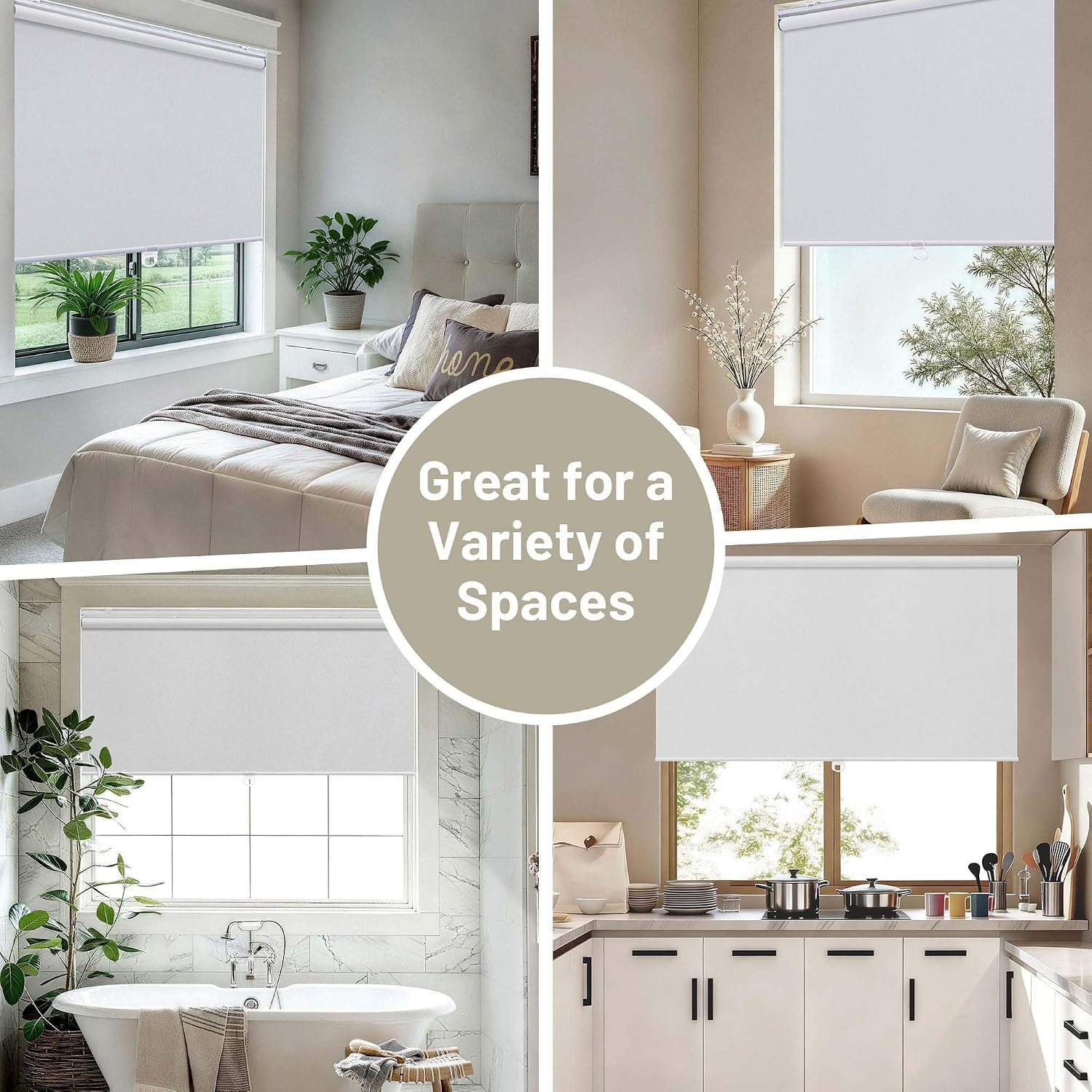 Detalle de Sunoff 100% Blackout Cordless Roller Shades (28" W x 72" H) for Windows & French Doors