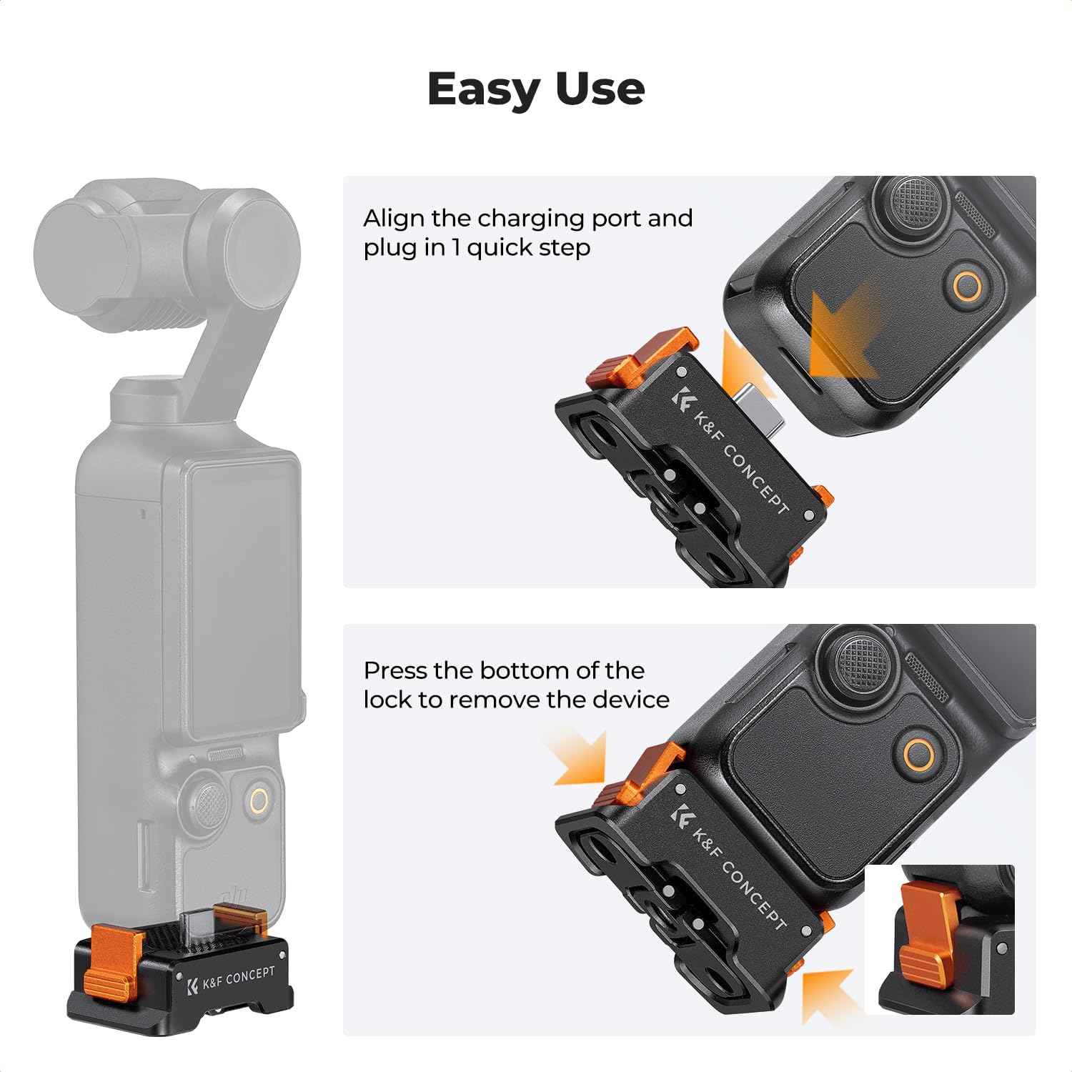 Thumbnail 3 de K&F CONCEPT Ladeadapter Basis für DJI Osmo Pocket 3 (Typ-C) mit Arca-Standard und 1/4-Schraublöchern