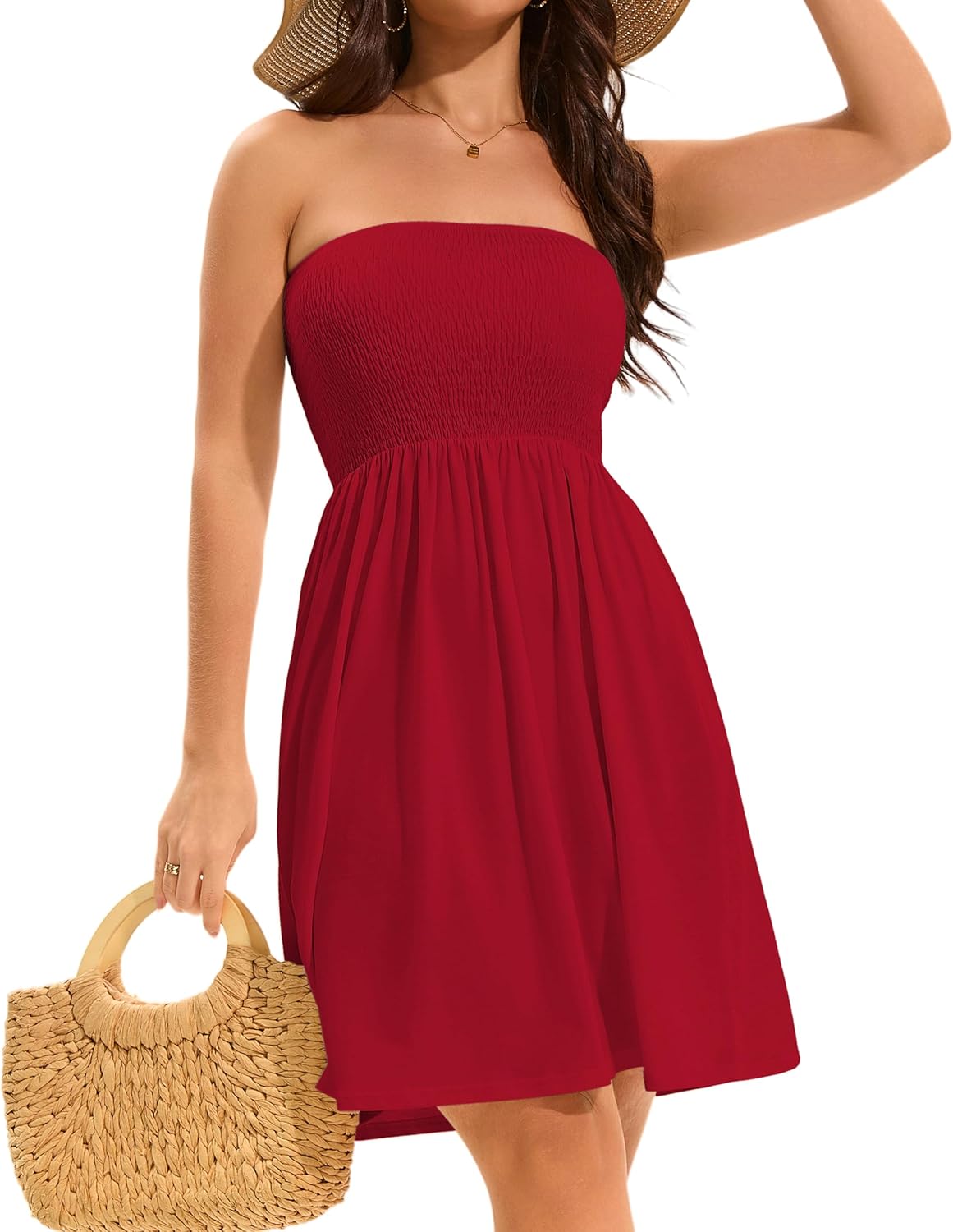 Detalle de Elescat Summer Dresses for Women 2026 Strapless Sundress – Beach Cover Up