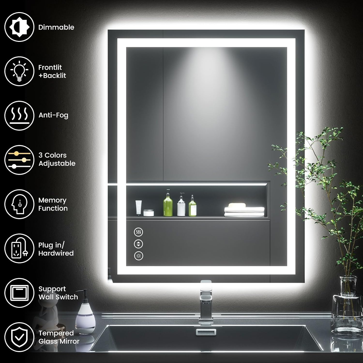 Detalle 2 de 24X30 LED Bathroom Mirror with Lights
